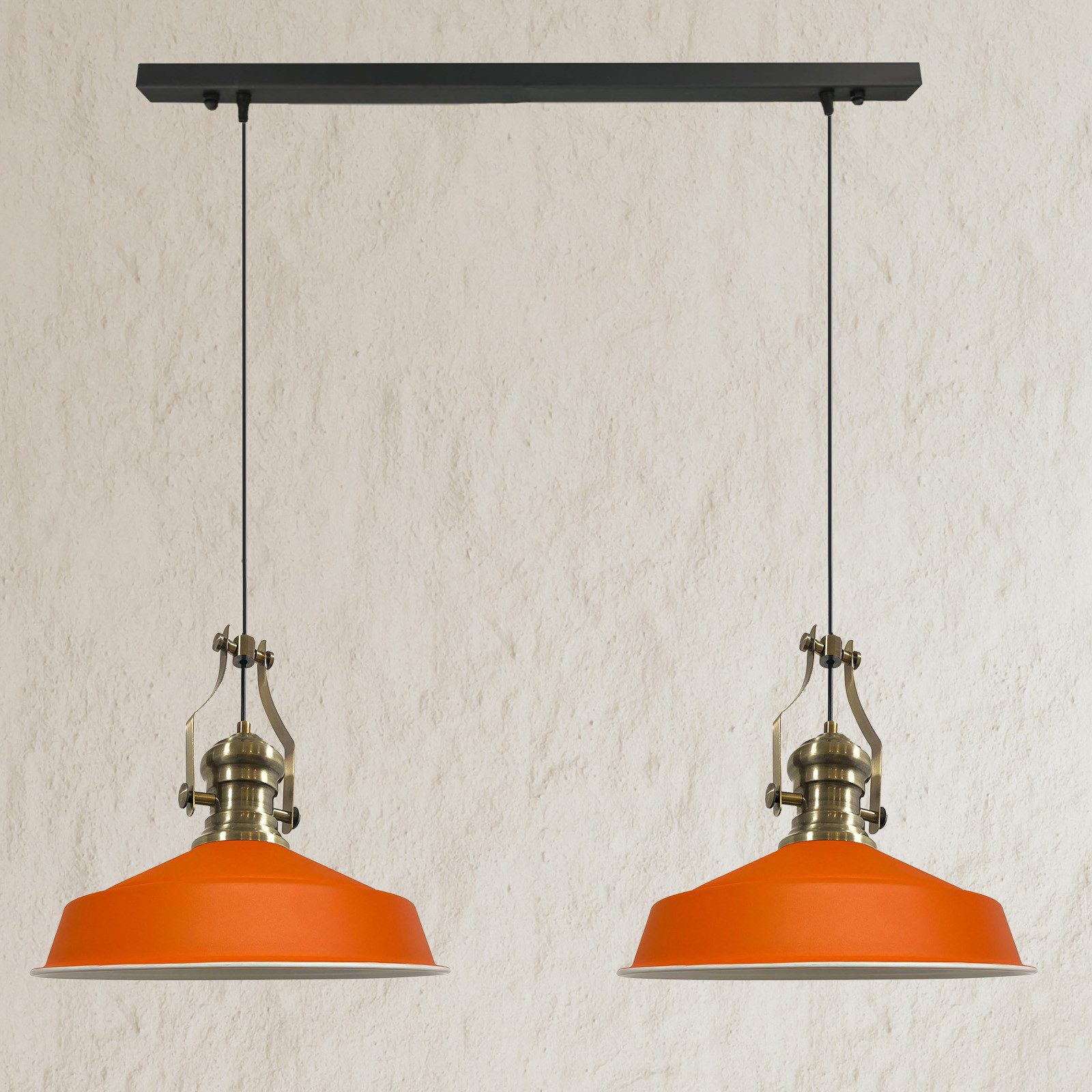 Bamyum Pendelleuchte Asletl Hängelampe aus Metall 2 Flammige, E27, Vintage Lampe, ohne Leuchtmittel
