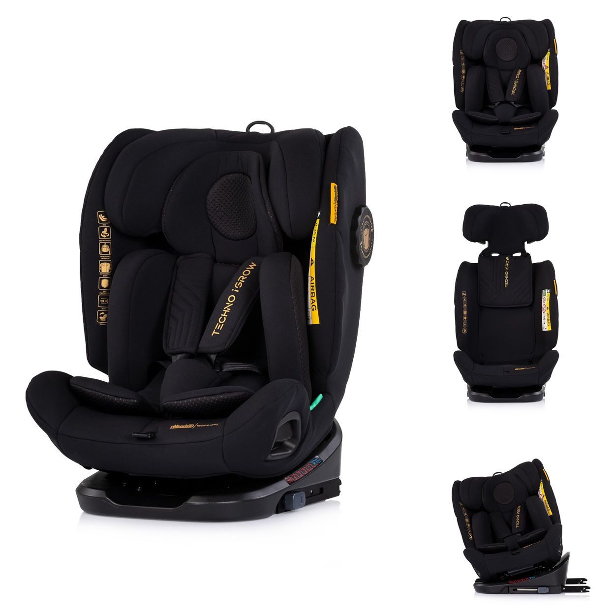 Chipolino Autokindersitz Kindersitz Techno iGROW i-Size, ab: 0, bis: 12, (40-150cm) Isofix Top Tether Kopfstütze
