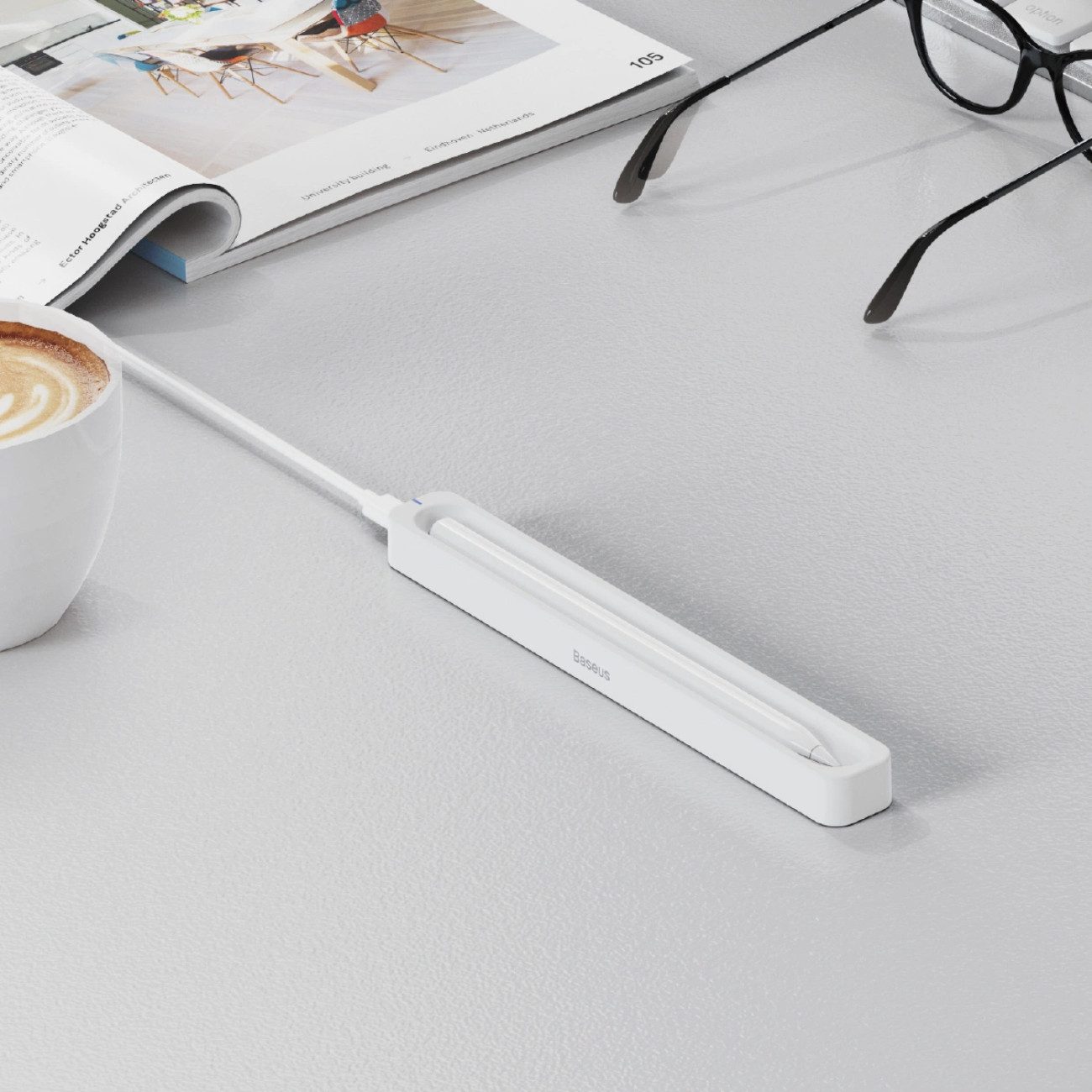 Baseus Stylus Wireless Charger (3000 mA, Einzelartikel, Ladestation inkl. USB-C-Kabel, Ladehalter für Apple Pencil 2 & Baseus Stylus)