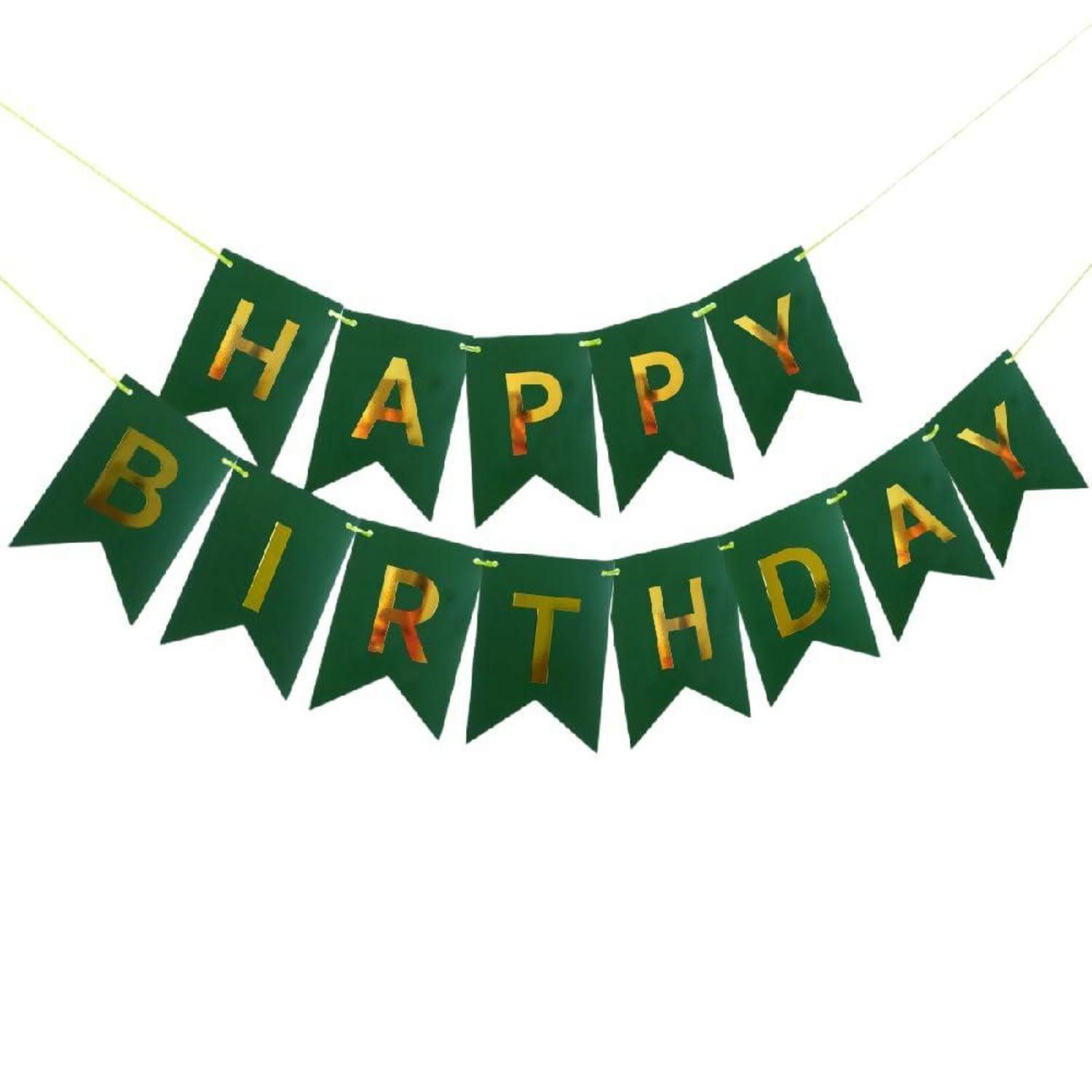 LuxusKollektion Wimpelkette Happy Birthday Banner Dunkelgrün/Gold