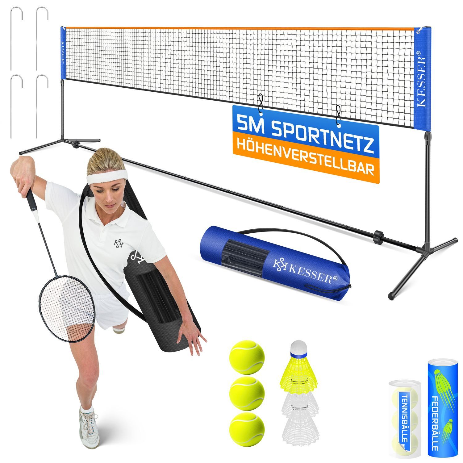 KESSER Badmintonnetz, Badmintonnetz, Tennisnetz 300cm 400cm 500 cm Federball
