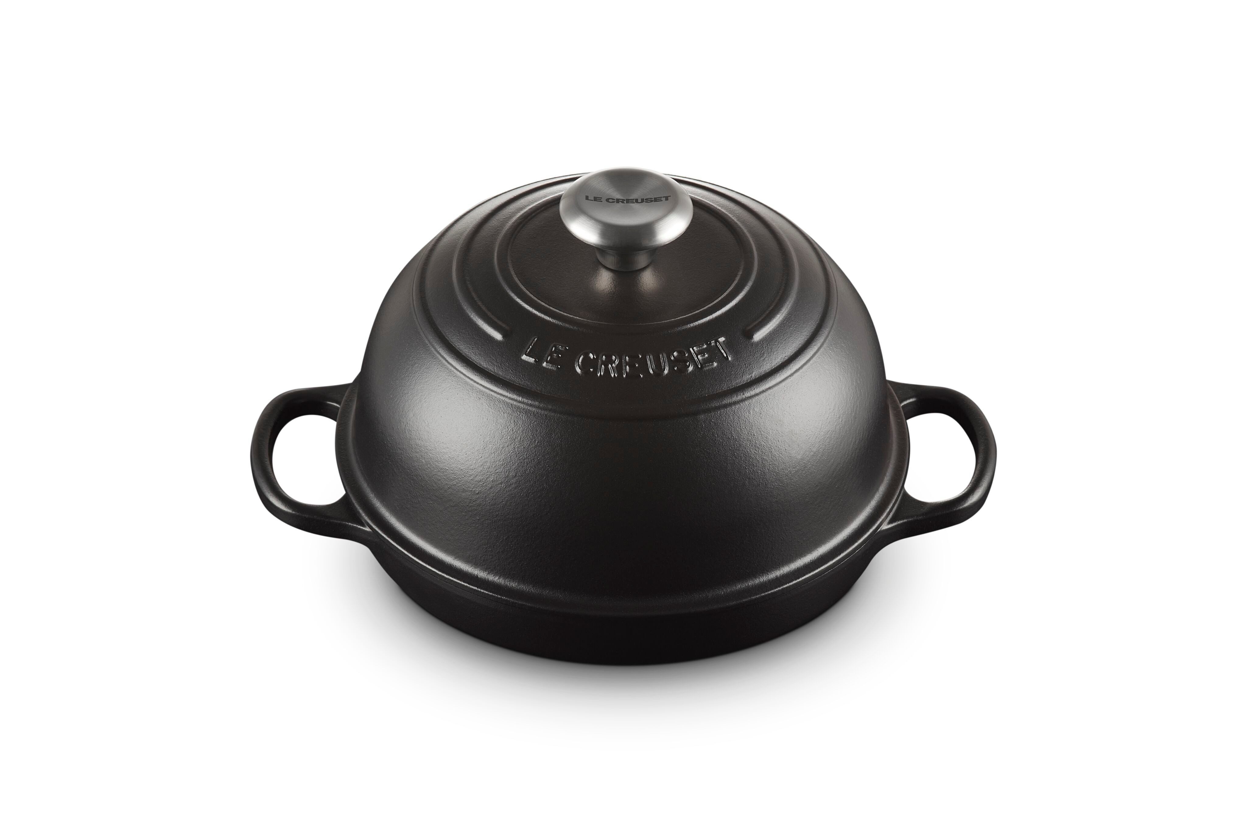LE CREUSET Bräter Signature Brot Bräter 24cm, Gusseisen, Rund, Ø 23,9 cm, 3,5 l, 4,84 kg, Schwar Matt, 21301240000430