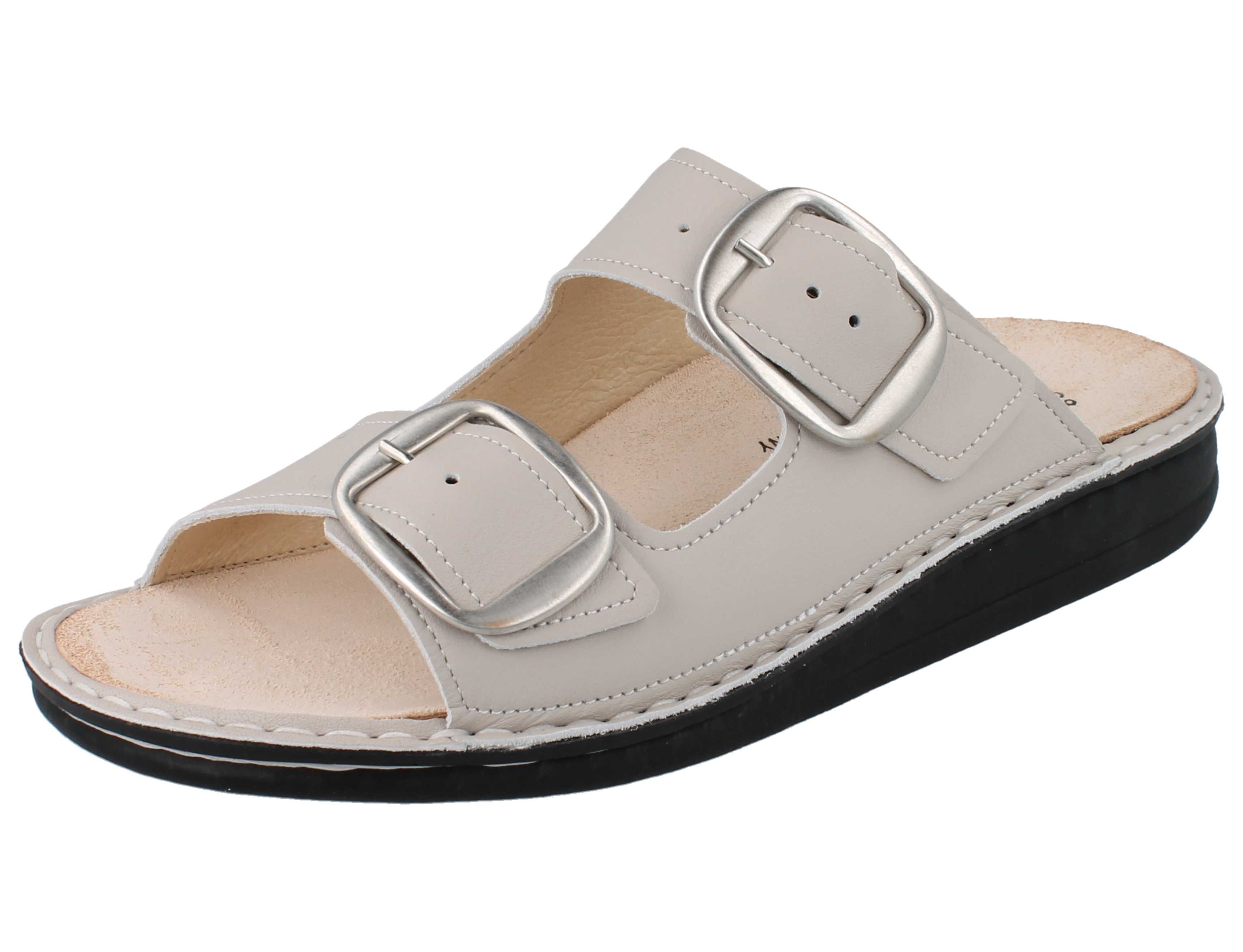 Finn Comfort FINN COMFORT Lipari Damen Hausschuhe beige Glattleder - Größe: 36 Pantolette Wechselfußbett