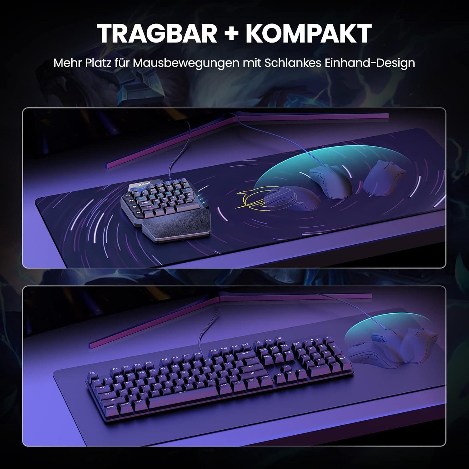 Hiwings Einhand-Gaming-Tastatur mechanische mit RGB Rainbow Beleuchtung Gaming-Tastatur – Bild 4 von 5