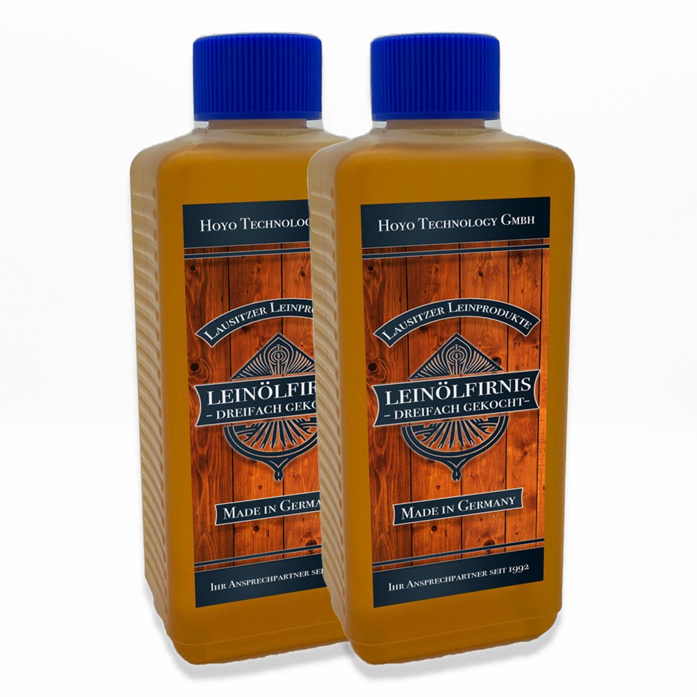 Hoyo Technology GmbH Leinölfirnis Leinölfirnis 0,5 Liter - Dreifach gekochtes Holzöl, Harzfrei Firnis, Lebensmittelecht, Ökologisch, Harzfrei