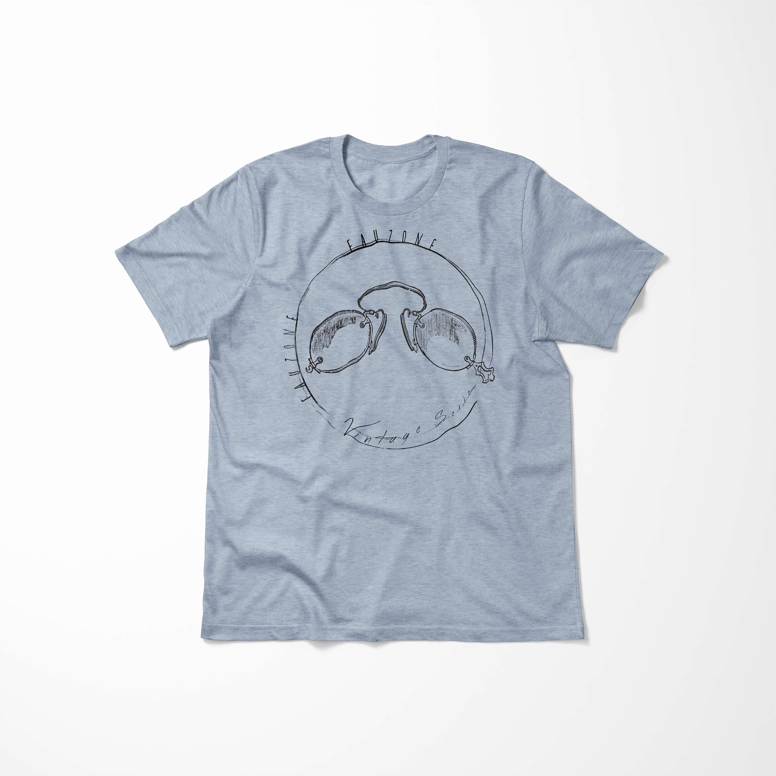 Herren Stonewash Denim Art T-Shirt Brille Vintage T-Shirt Sinus