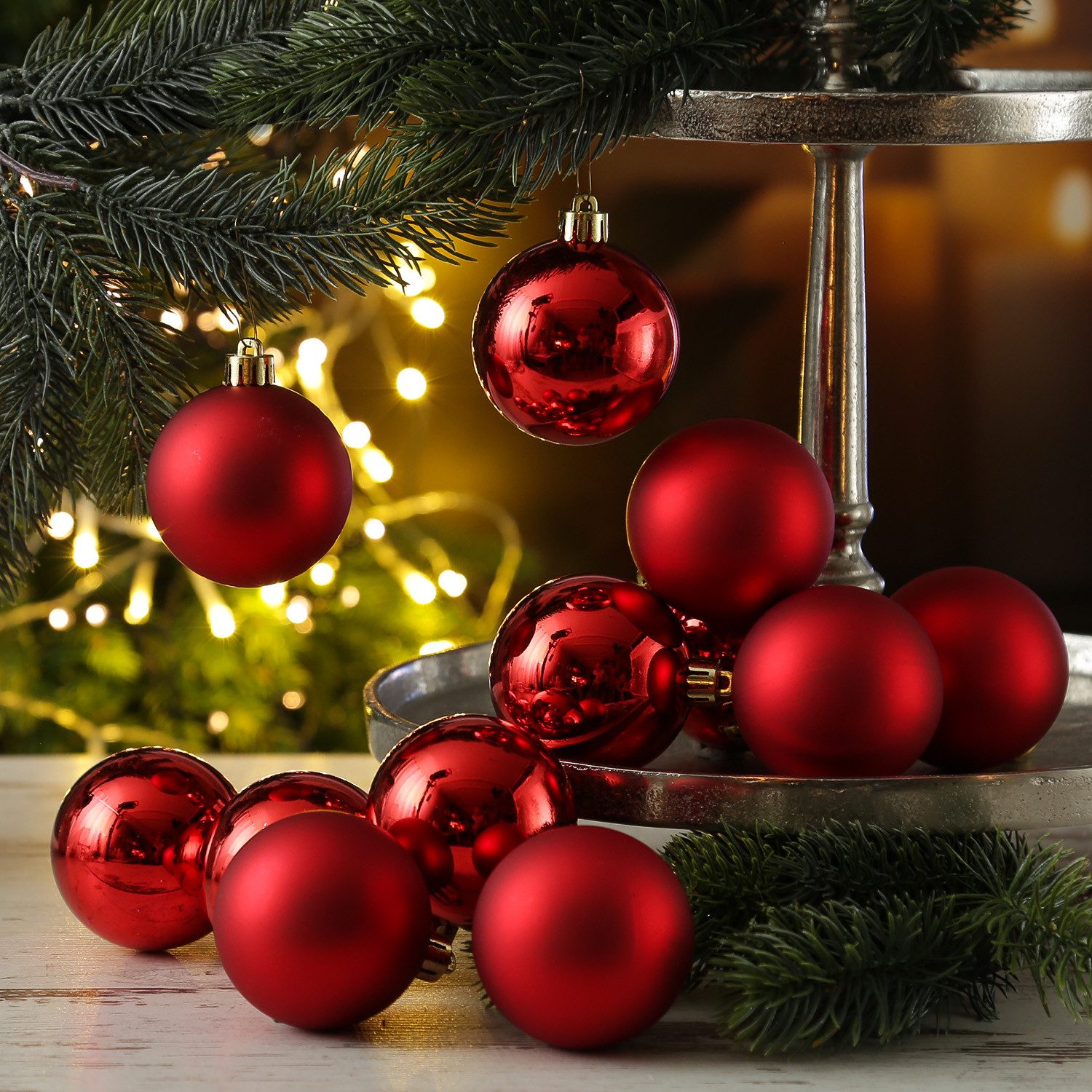 MARELIDA Weihnachtsbaumkugel Weihnachtskugeln bruchfest 6cm Christbaumkugeln glänzend matt rot 12St (12 St)