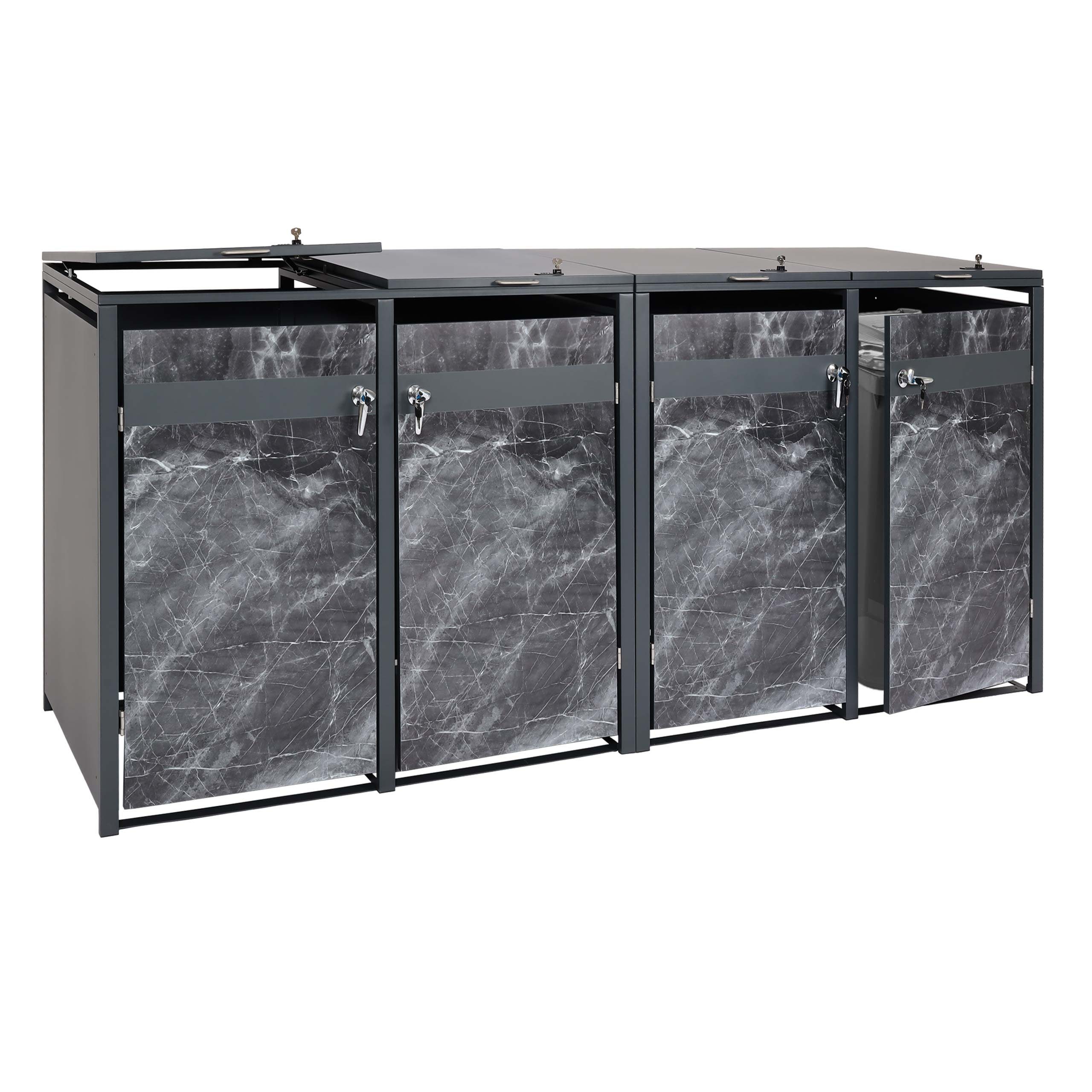 MCW Mülltonnenbox MCW-J82-4 (4 St), Für 4 Mülltonnen mit 80 bis 240L Fassungsvermögen, abschließbar