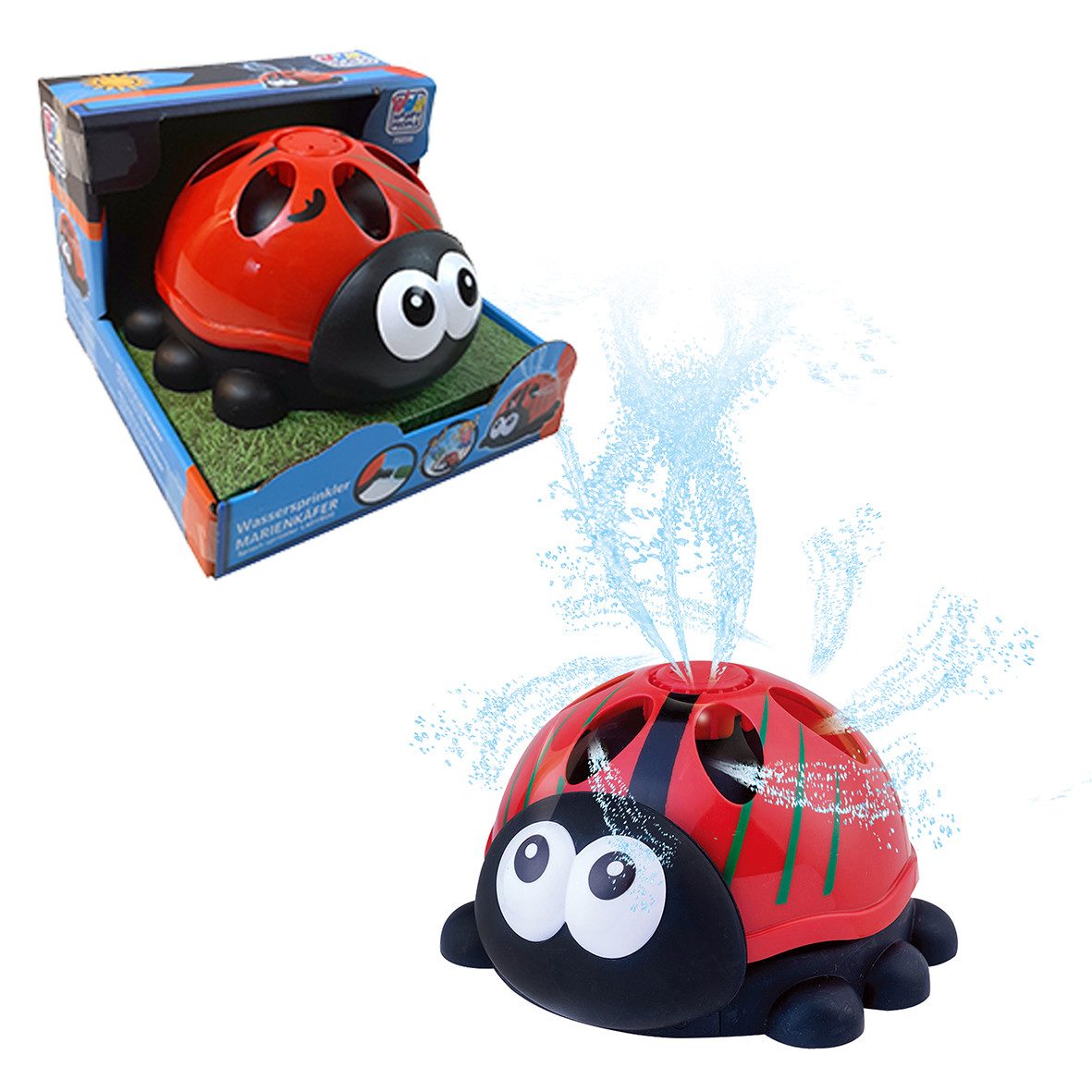 Spiel-Wassersprenkler Marienkäfer Sprinkler rot/blau/schwarz 16x14x8cm