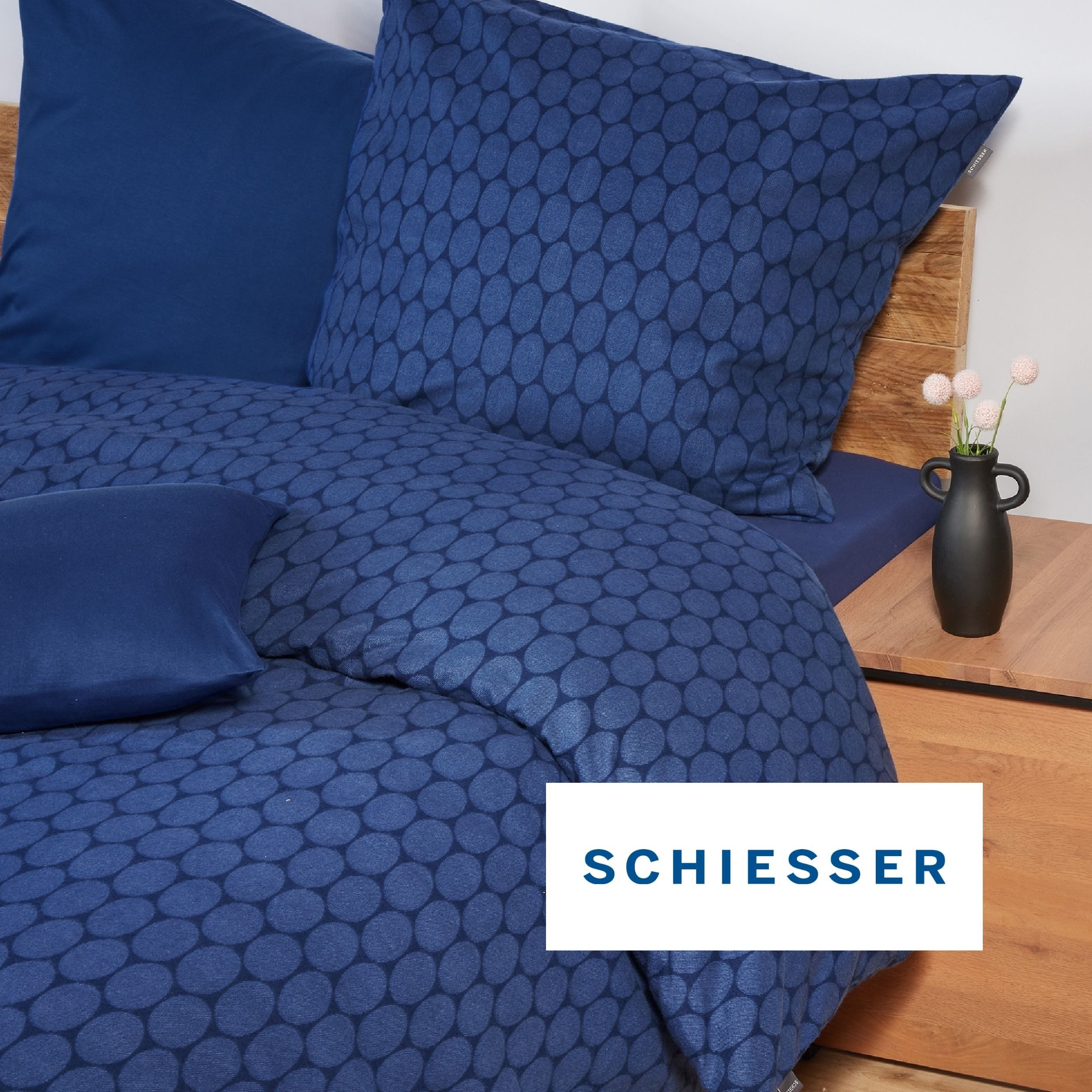 Schiesser Bettwäsche Drops aus wärmender Feinbiber-Qualität mit dezentem Grafikprint, Feinbiber, 2 teilig, OEKO-TEX® MADE IN GREEN – Bild 4 von 5