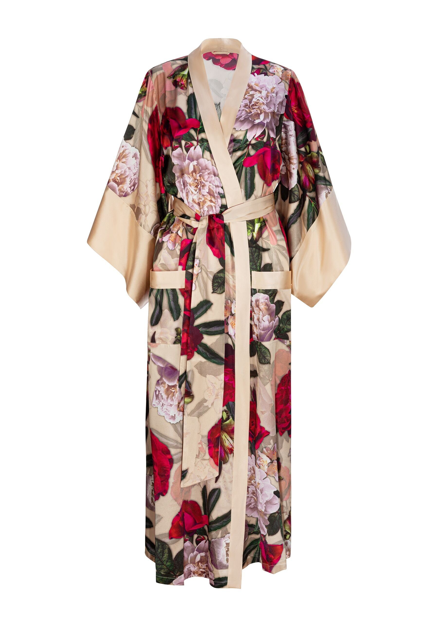 BEAUTY, Kimono PETAL Blütendruck Seide, mit Marc&André Schnürverschluss,