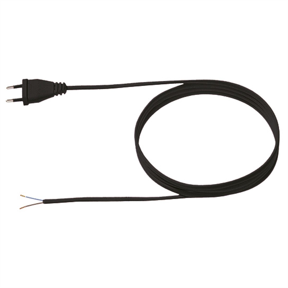 Bachmann Zuleitung 2x0,75 3m schwarz Stromadapter Eurostecker, 2,5A, CEE 7/16, Typ-C Männlich (Stecker) zu offenes Ende, 300.0 cm, H03VVH2-F Eurostecker unverpackt