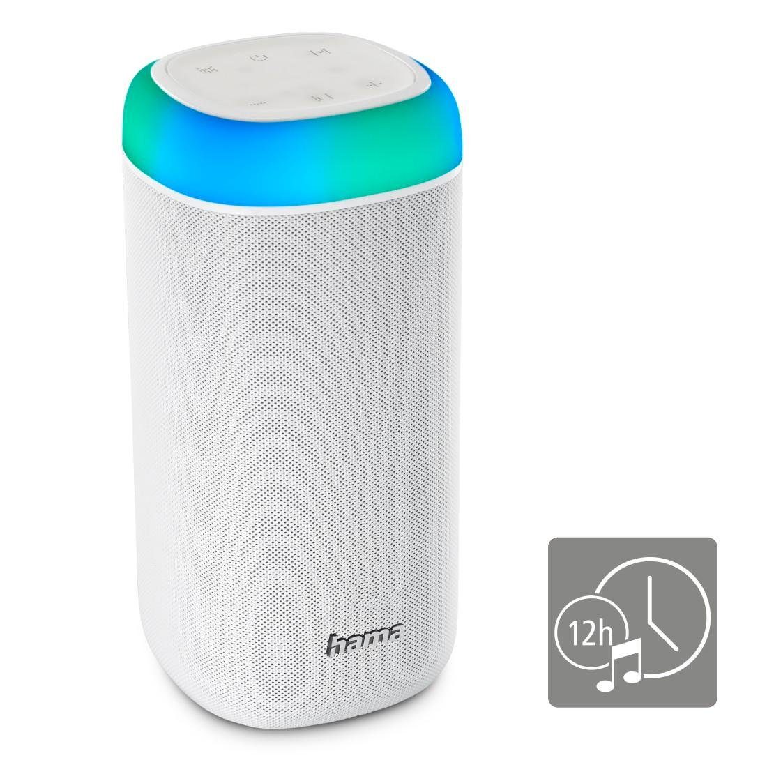 Hama Bluetooth Bass,360ᵒ 360ᵒ Box Xtra weiß Sound LED 2.0 Bass (Freisprechanlage,Xtra Sound) Bluetooth-Lautsprecher Shine spritzwassergeschützt