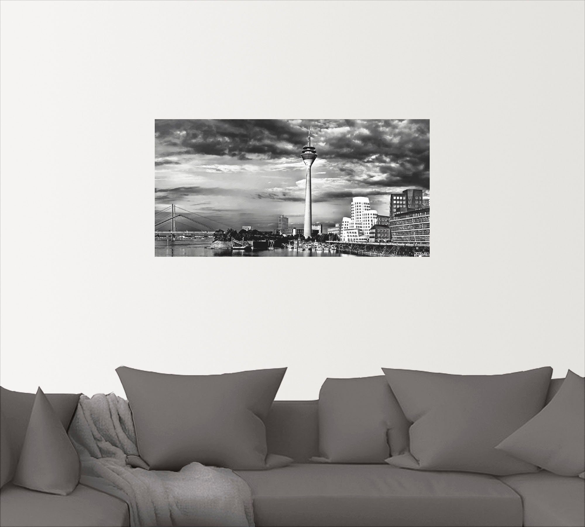 (1 Wandbild Collage St), Poster Leinwandbild, in Skyline 10, versch. Wandaufkleber Größen Düsseldorf Deutschland oder Artland als