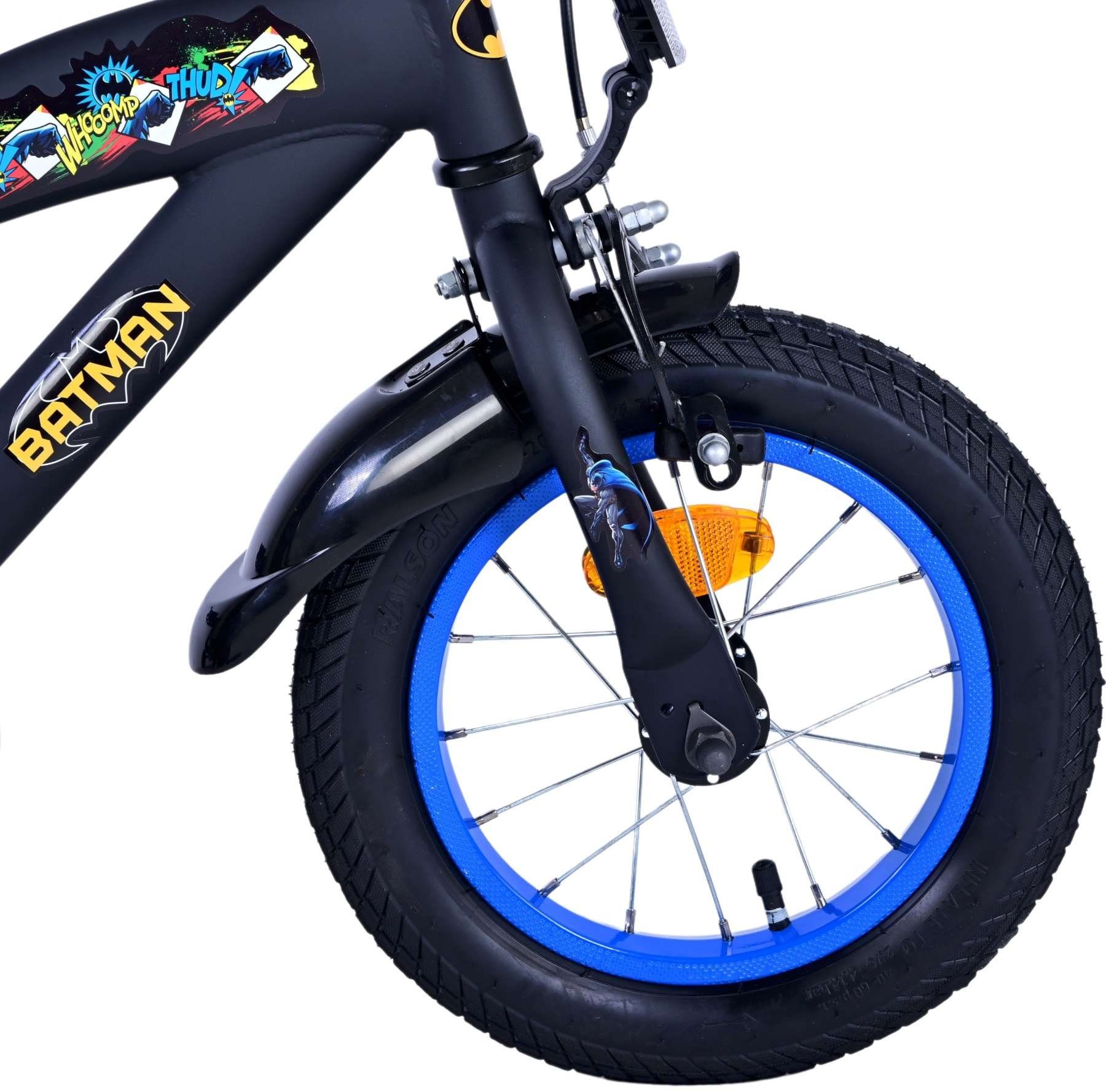 Batman Kinderfahrrad Jungen – 12/14/16 Zoll, Schwarz, Rücktrittbremse, 3-6 Jahre, 85% zusammengebaut, 3 - 6 Jahre, Stahlfelgen