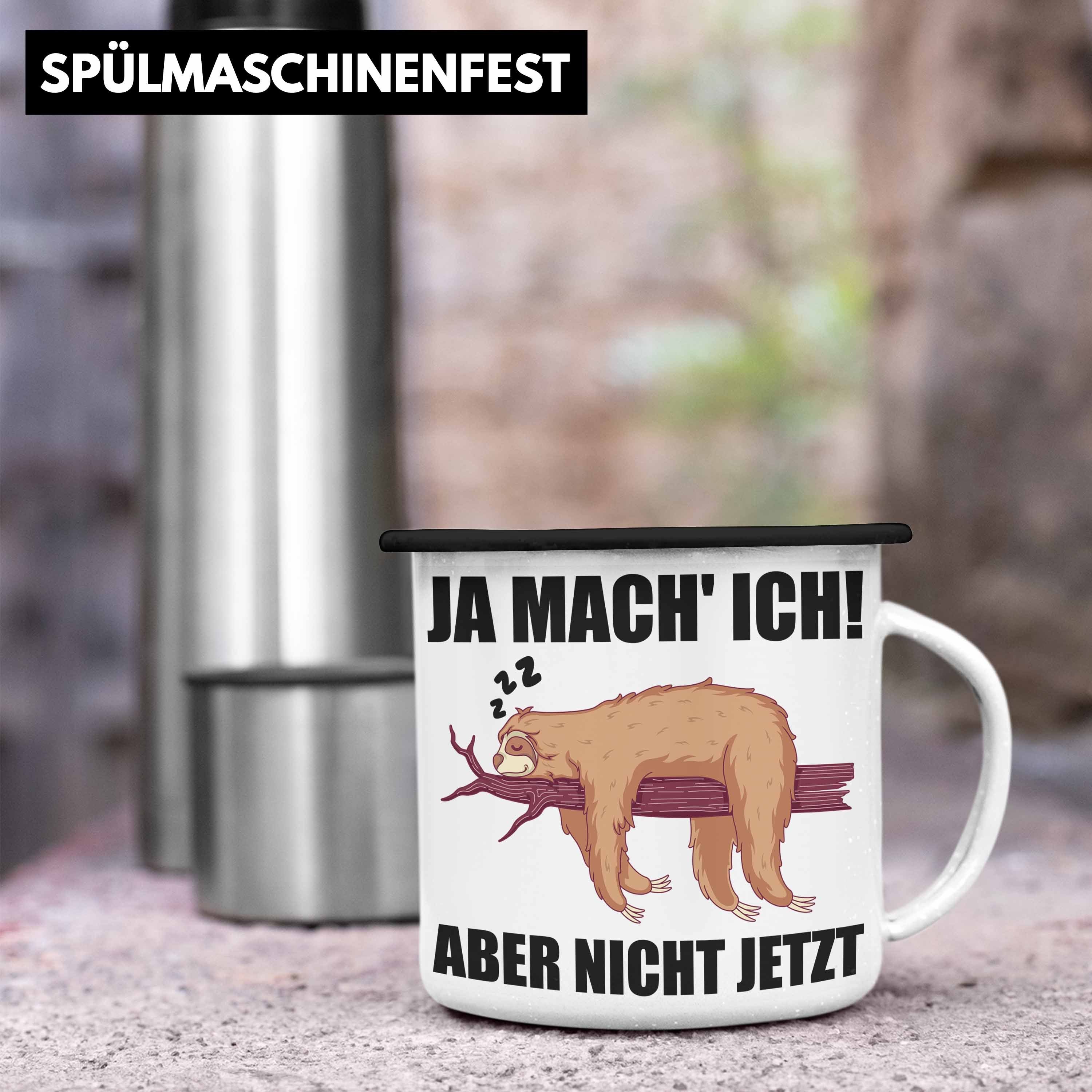 Arbeitskollege Tasse Thermotasse - Trendation Schwarz Lustige Geschenk für Mitarbeiter Faultier Trendation Emaille Abschiedsgeschenk Spruch