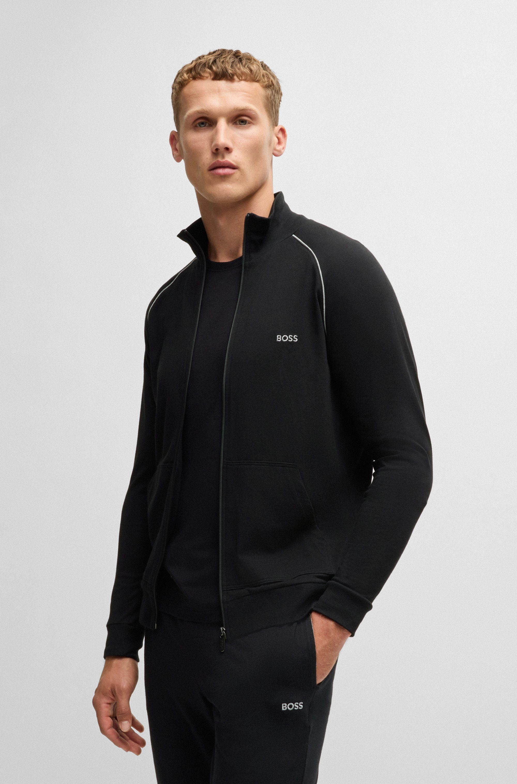 BOSS Sweatjacke Mix&Match Jacket Z mit Kontrastnaht am Ärmel günstig online kaufen