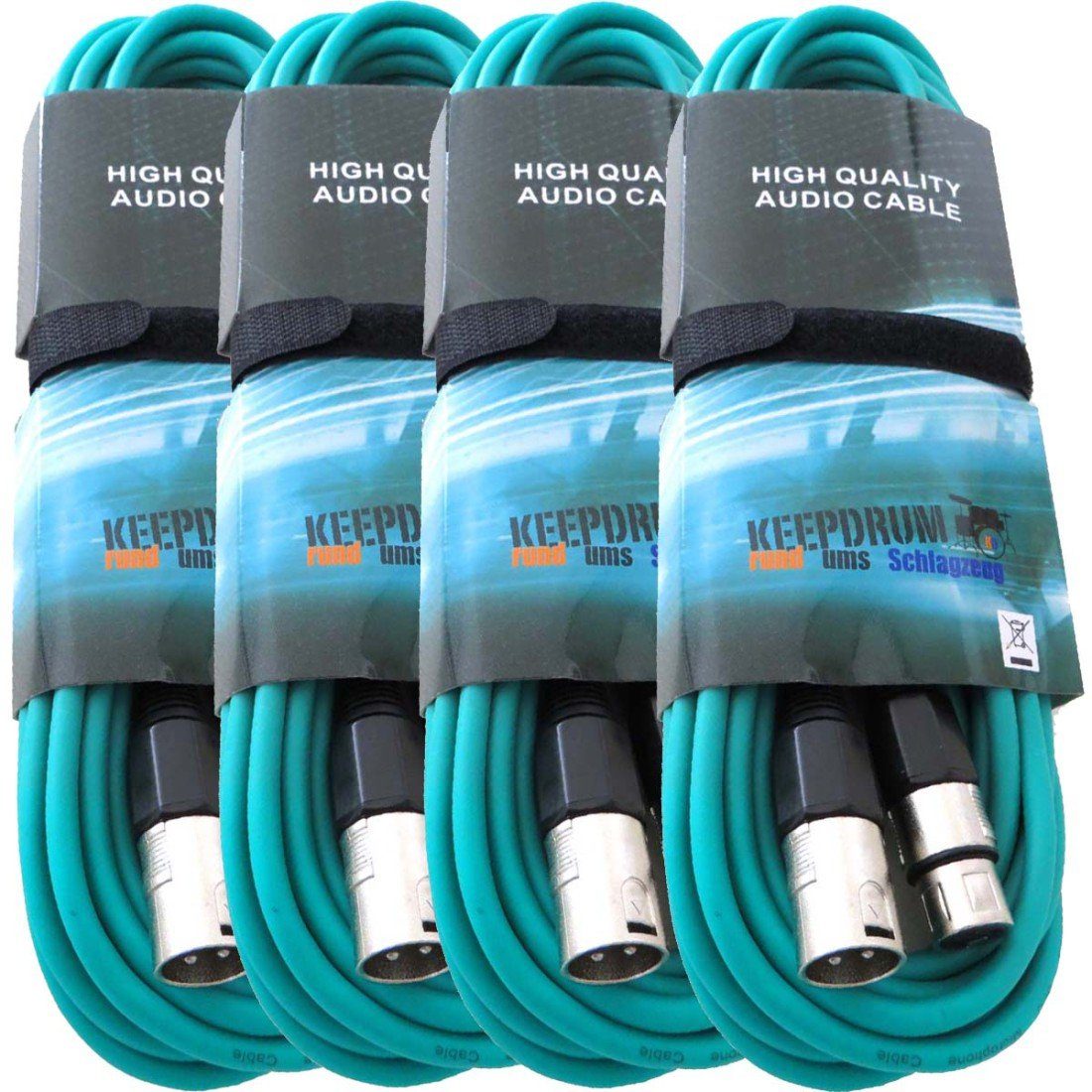 keepdrum keepdrum 10m MC-001XX GR Mikrofonkabel XLR Grün 4 Stück Audio-Kabel, XLR, 4 Stück