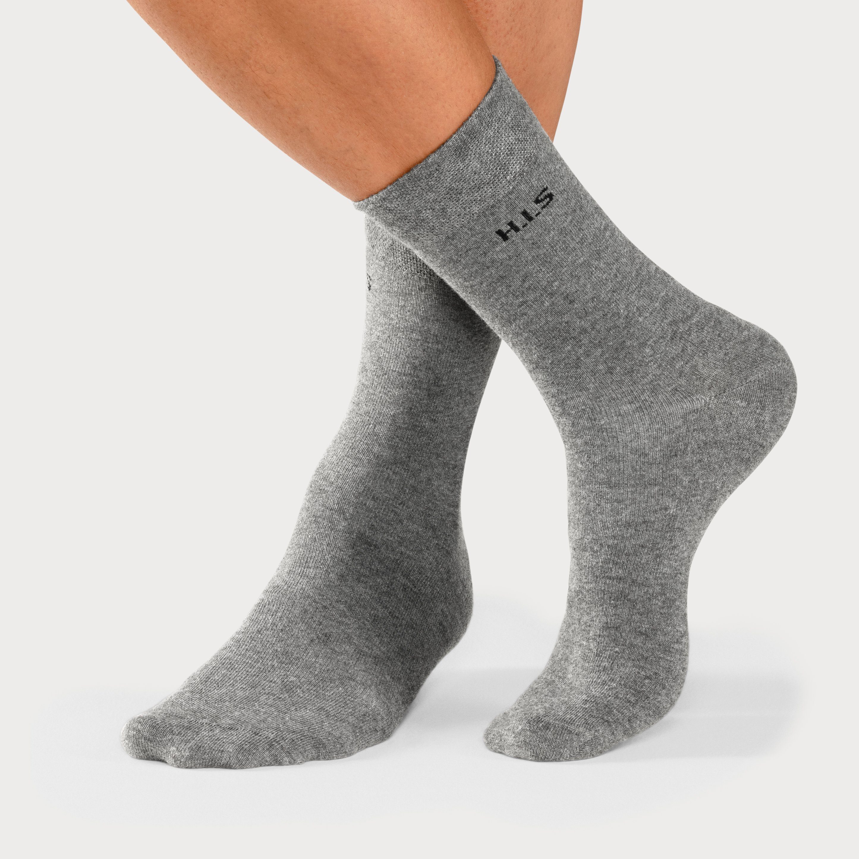 H.I.S Socken Herren Basic Comfort Socken (Packung, 4-Paar, Gr. 43-46 bis 47-48) mit druckfreiem Bündchen