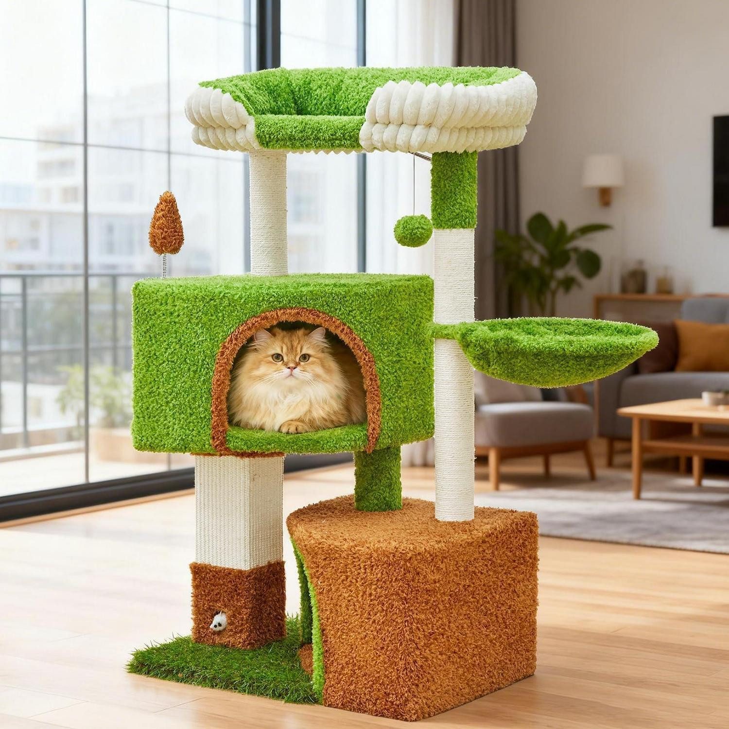 LuxusKollektion Kratzbaum Kratzbaum mit Katzenhaeusern und Hängematte