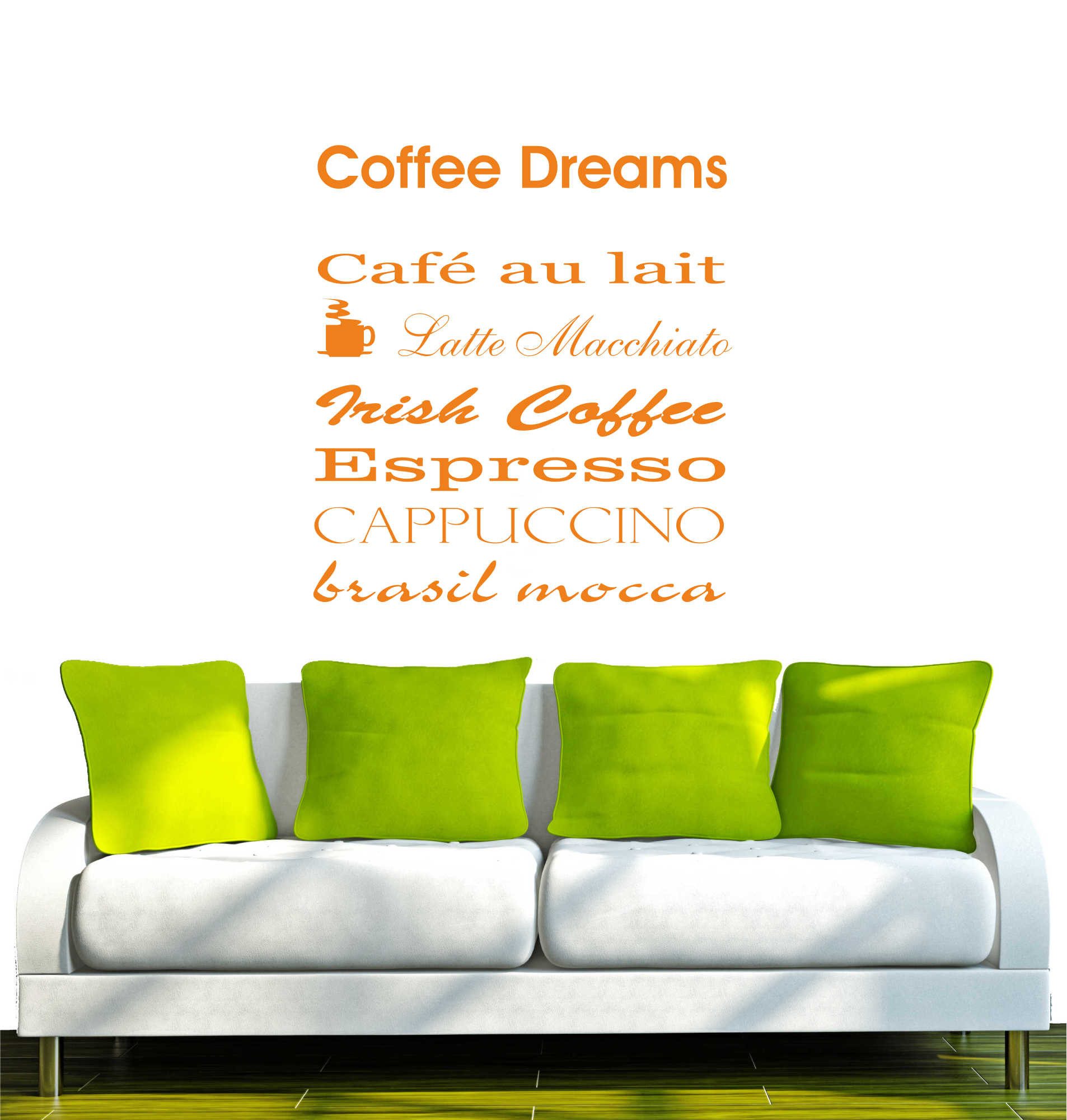 INDIGOS UG Wandtattoo Wandtattoo - Wandaufkleber - w028 Kaffee, Coffee, Kaffeetraum