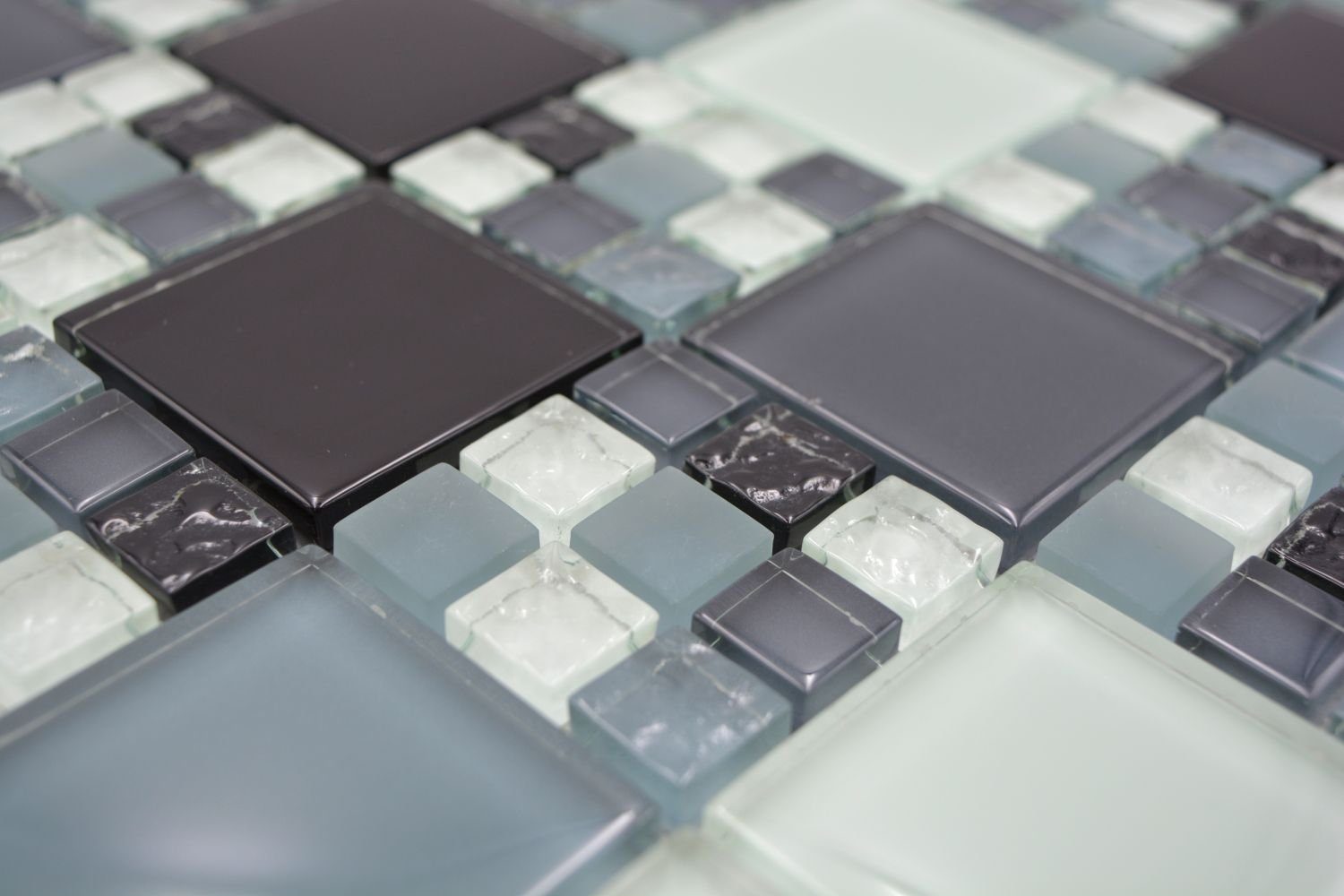 glänzend Mosani Mosaikfliesen 10 grau Matten Crystal / Mosaikfliesen schwarz Glasmosaik