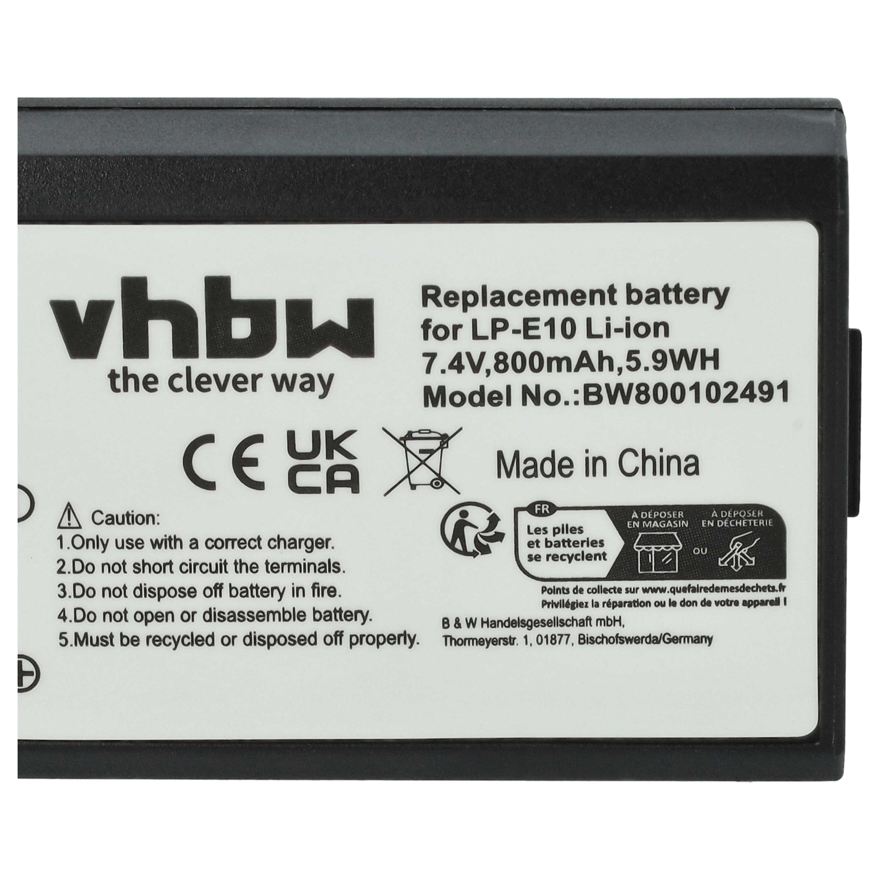 vhbw passend für Canon EOS 1100D, 1D X, 2000D, 1200D, 3000D, 4000D, 1300D, Kamera-Akku Akku Li-Ion 800 mAh (7,2 V, 3 St), Leistungsfähige Austausch-Akkus für Di – Bild 5 von 5