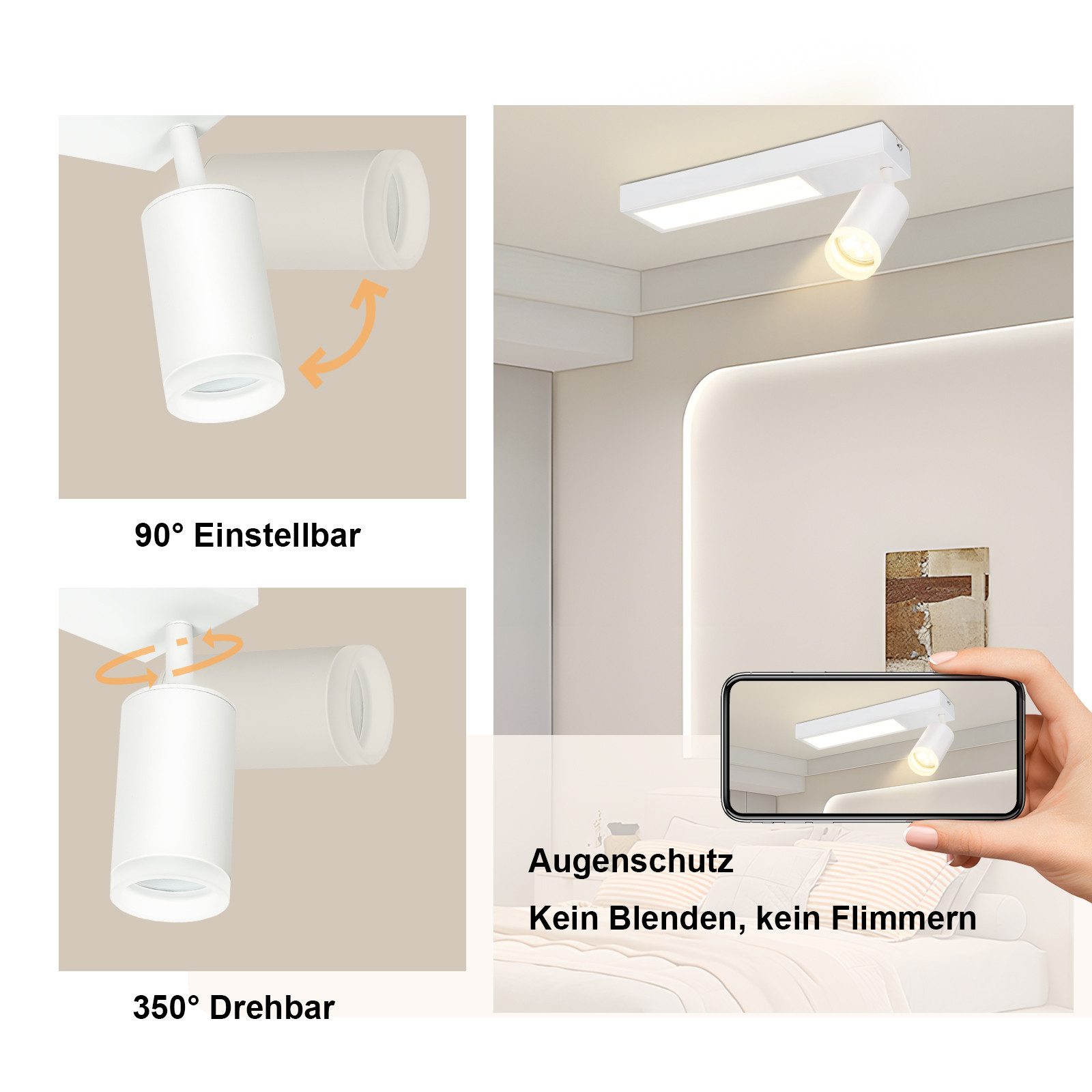 Nettlife Deckenstrahler Schwarz Schlafzimmer LED Deckenleuchte günstig online kaufen