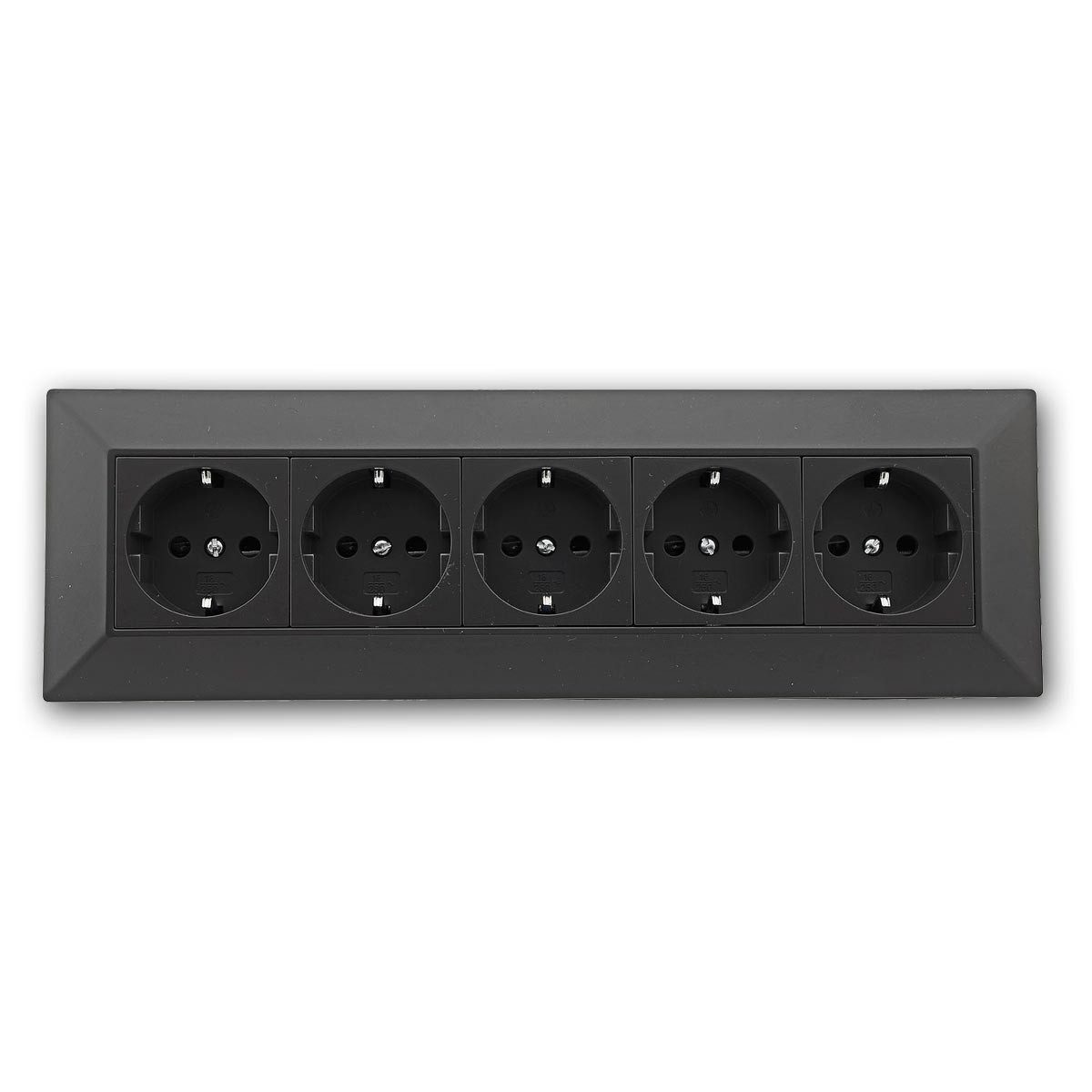 ChiliTec Aufputz-Steckdose 5-fach Steckdosenblock, schwarz 250V~/ 16A