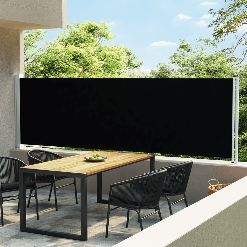 vidaXL Seitenmarkise Ausziehbare Seitenmarkise 140x600 cm Schwarz