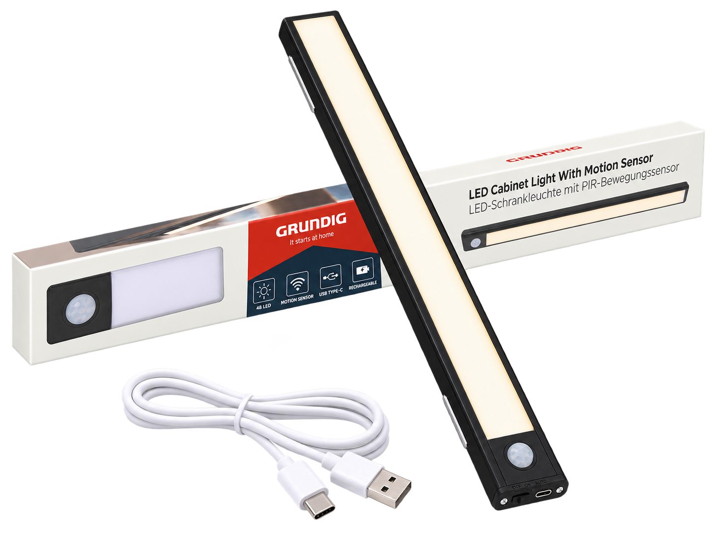 Grundig Schrankleuchte Grundig Led Wandstrahler - Wandlampe Innen mit PIR-Sensor