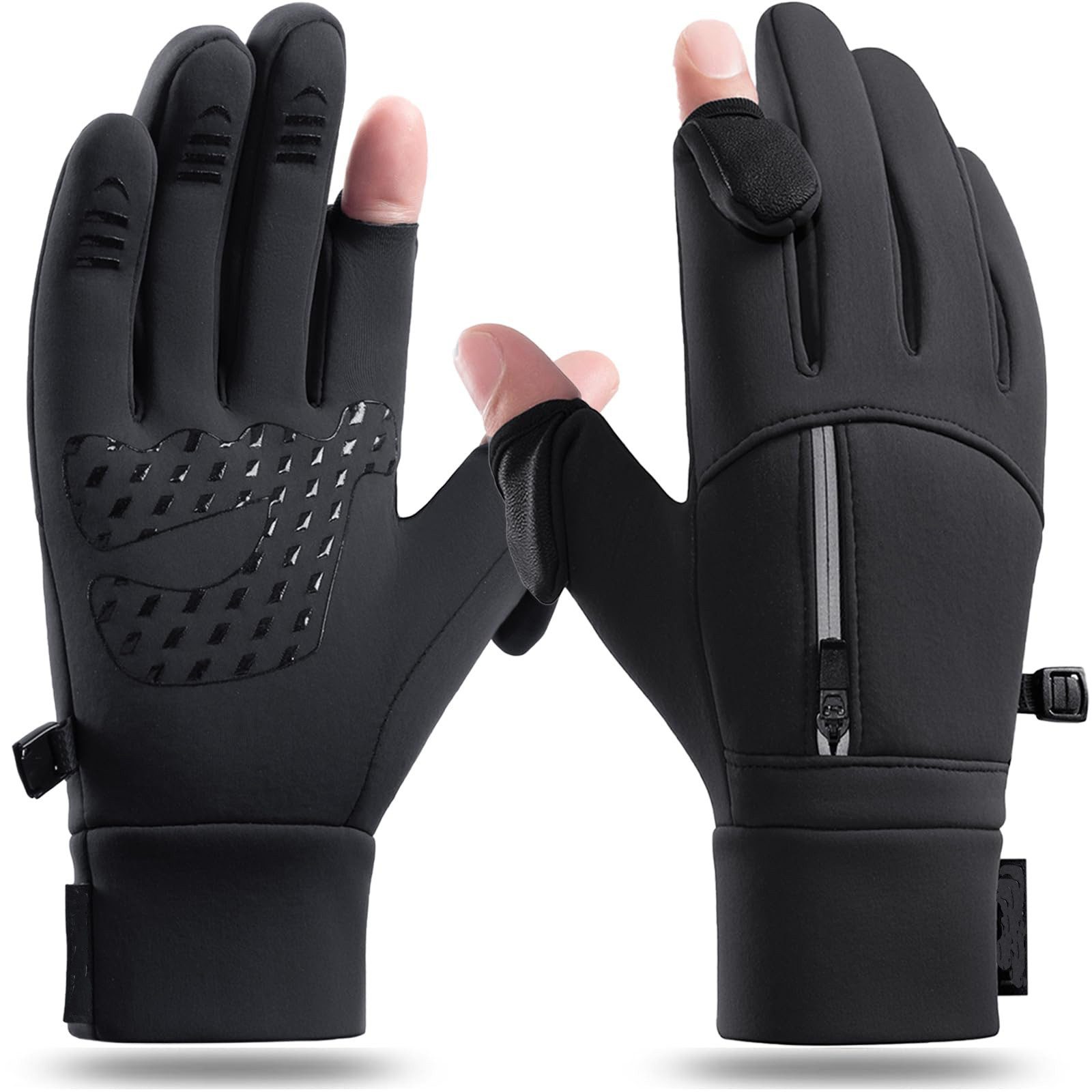 Coonoor Fahrradhandschuhe Fleecehandschuhe warme Winterhandschuhe wasserfest winddicht mit Touchscreen-Funktion, Thermohandschuhe Sporthandschuhe