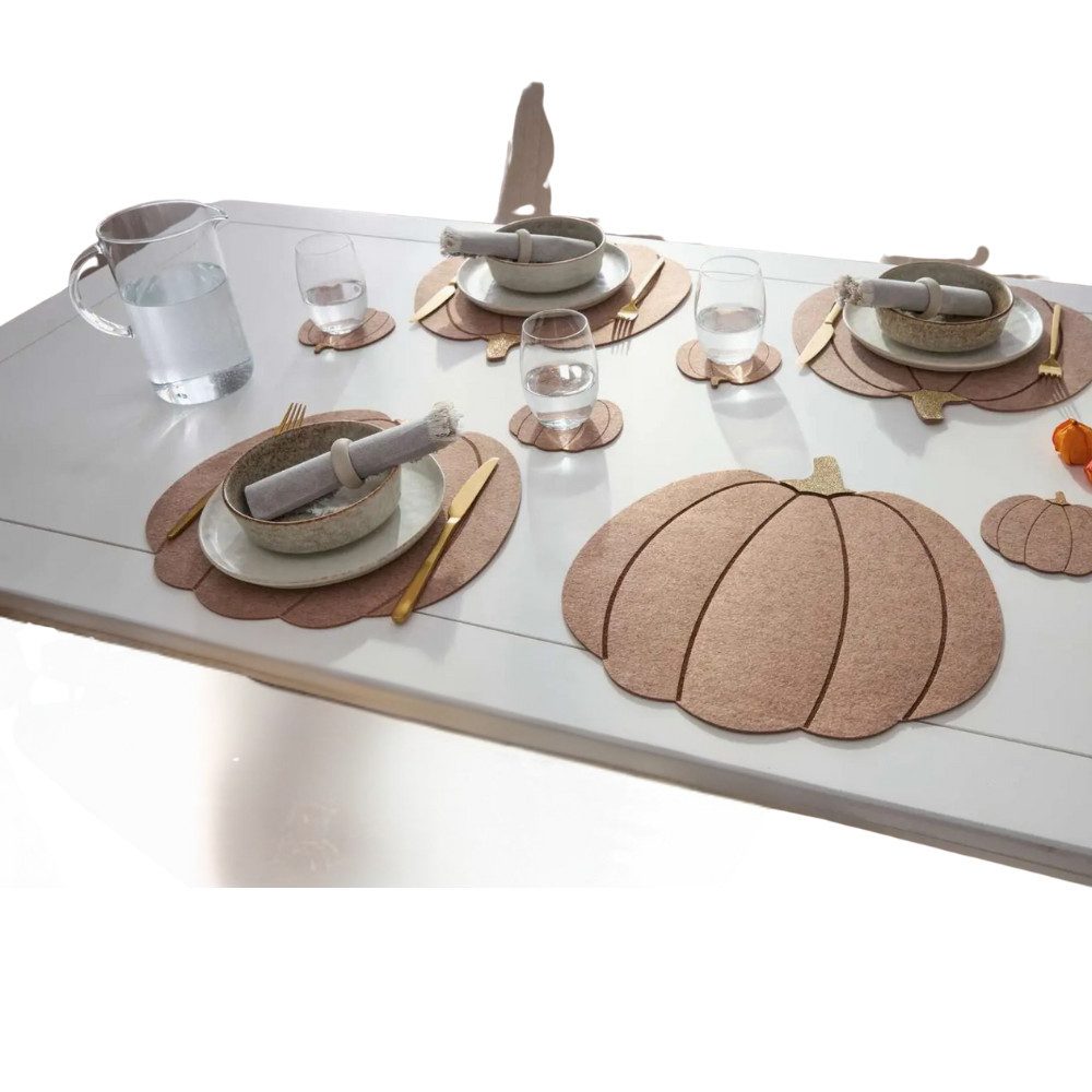 Home-trends24.de Platzset Tischset Kürbis Filz Herbst Deko Platzmatte Set 8 günstig online kaufen