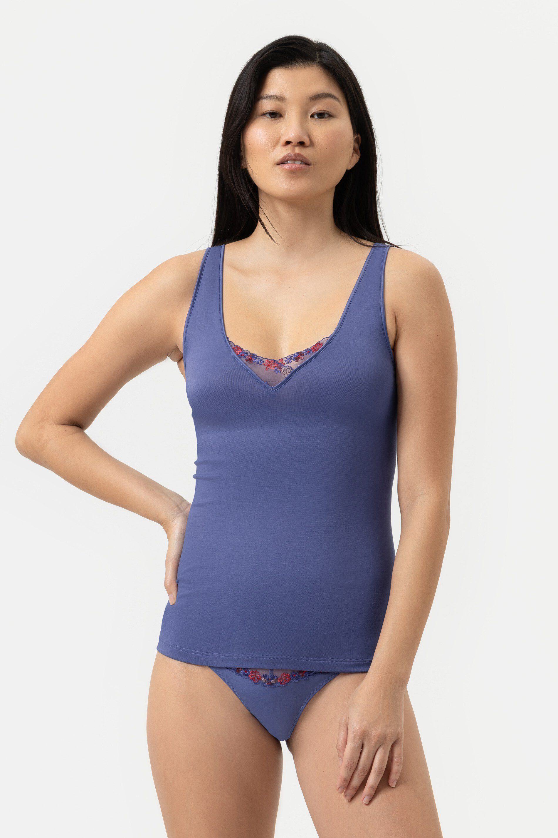 Mey Trägertop Mey Top Serie Pretty Sense Uni Unterhemd (1-tlg) Florale Spitze, Elastisch, Ohne Seitennähte, Hautfreundlich
