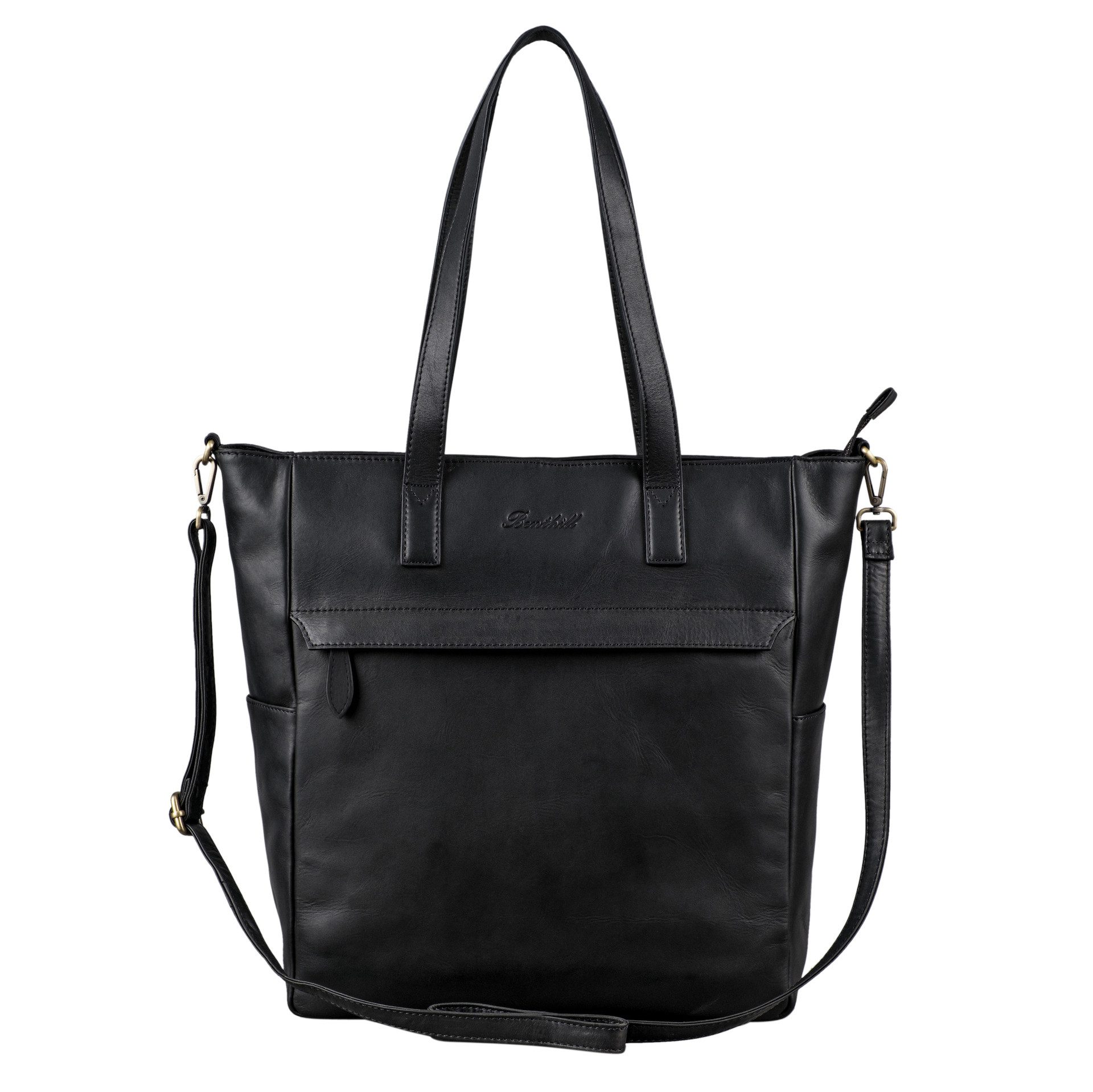 Benthill Shopper Damen Echt Leder Groß Ledertasche Umhängetasche Handtasche Vintage, Schultergurt / Umhängegurt Reißverschlussfach