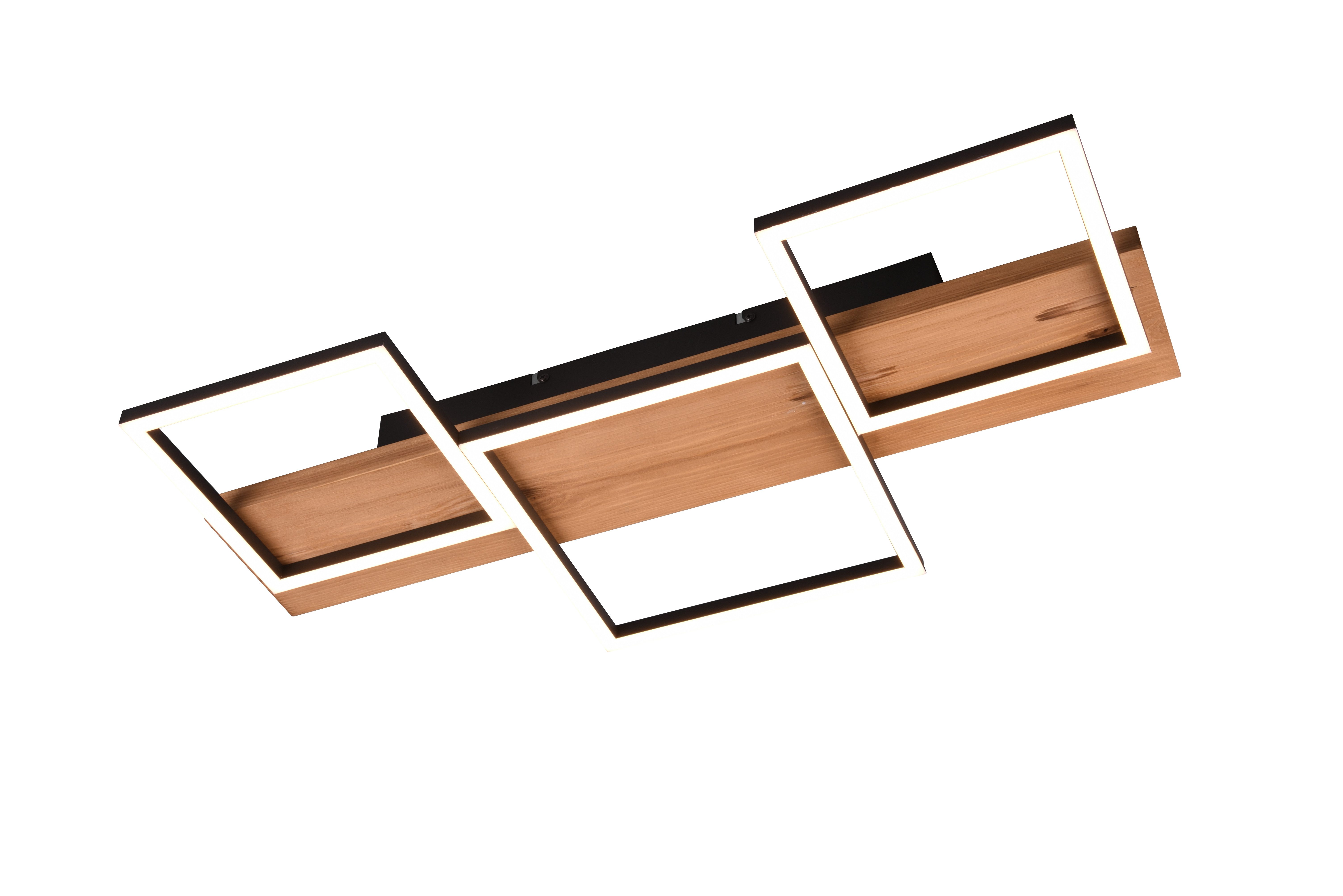 lightling LED Deckenleuchte Alan, LED fest integriert, warmweiß, Switch Dimmer, schwarz-matt Metall, Holzoptik