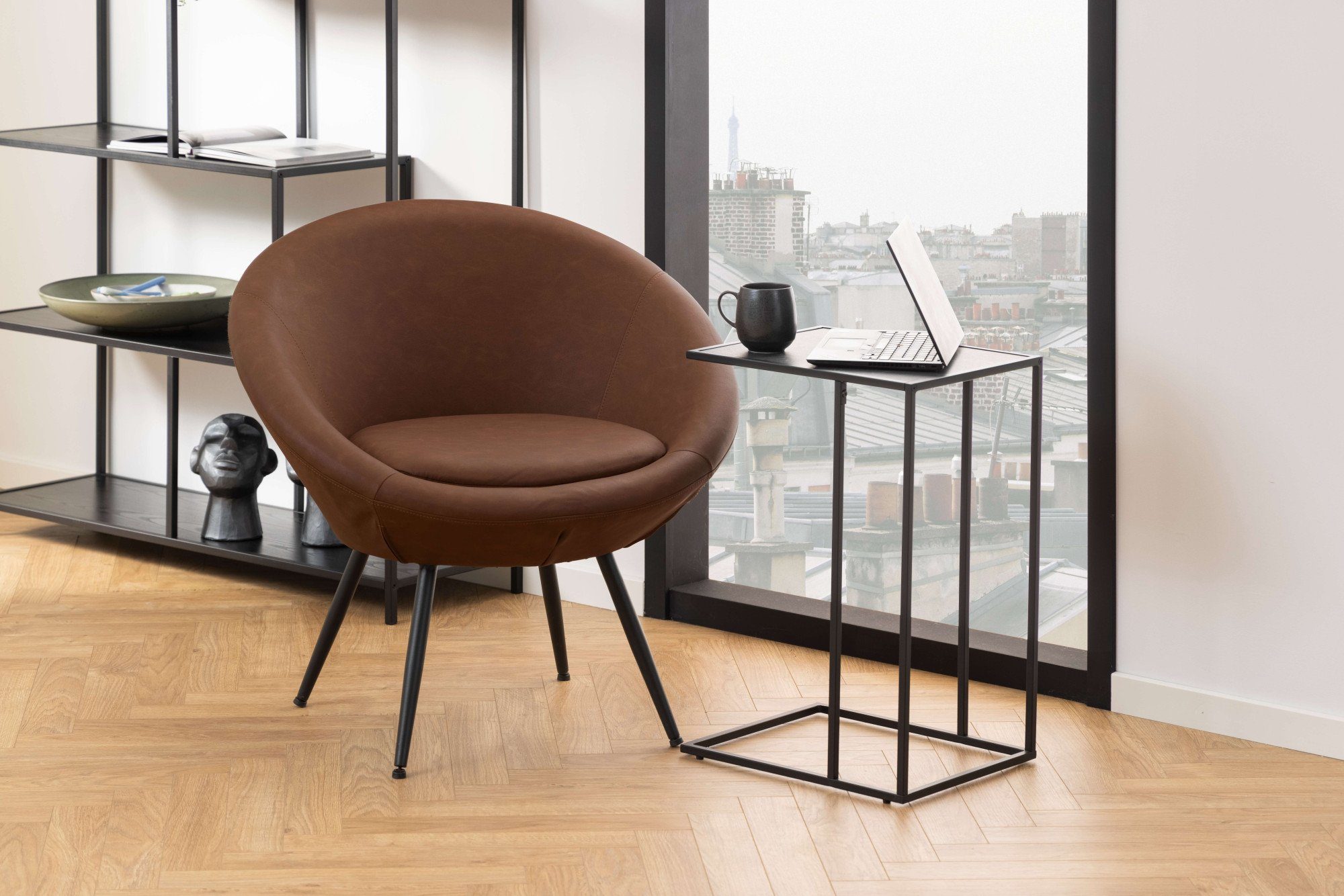 ACTONA GROUP Beistelltisch Infinity, Ecktisch, Tischplatte in Marmoroptik, Metallgestell, H: 63 cm