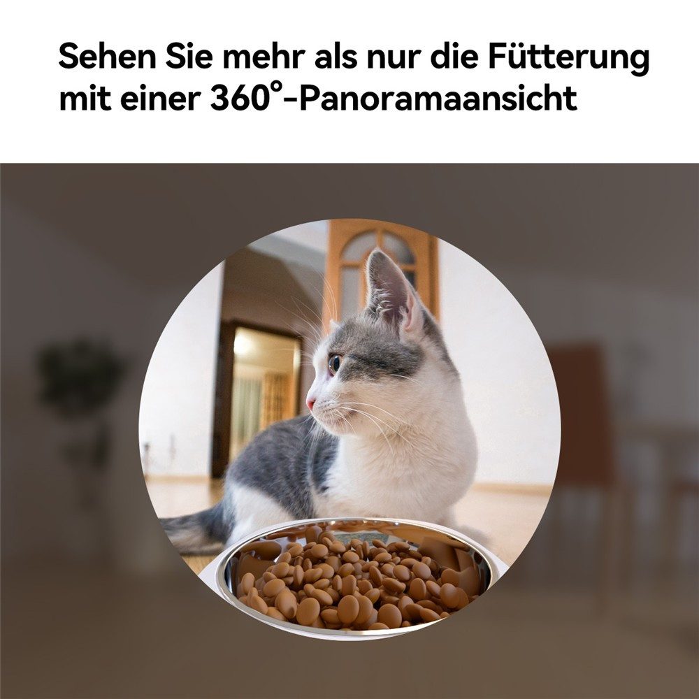 Imou Katzen-Futterautomat PF1 Automatischer Tierfutterspender für Katzen und Hunde, 4L, 2.5K 360° Kamera, App-Steuerung, Fütterungsplan