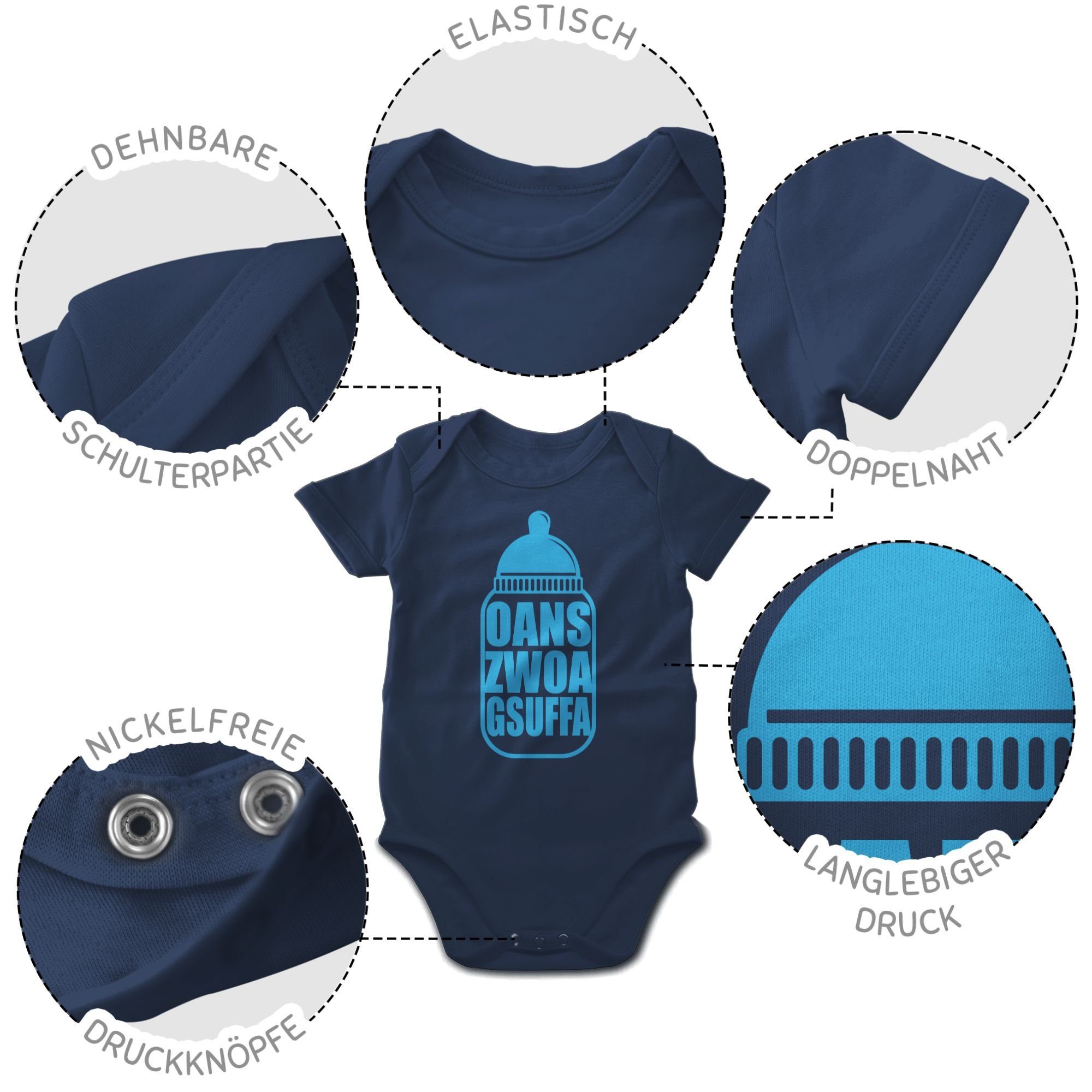 Shirtracer Shirtbody Gsuffa Baby für blau Blau Oans Babyflasche Navy Outfit Oktoberfest Mode 2 Zwoa