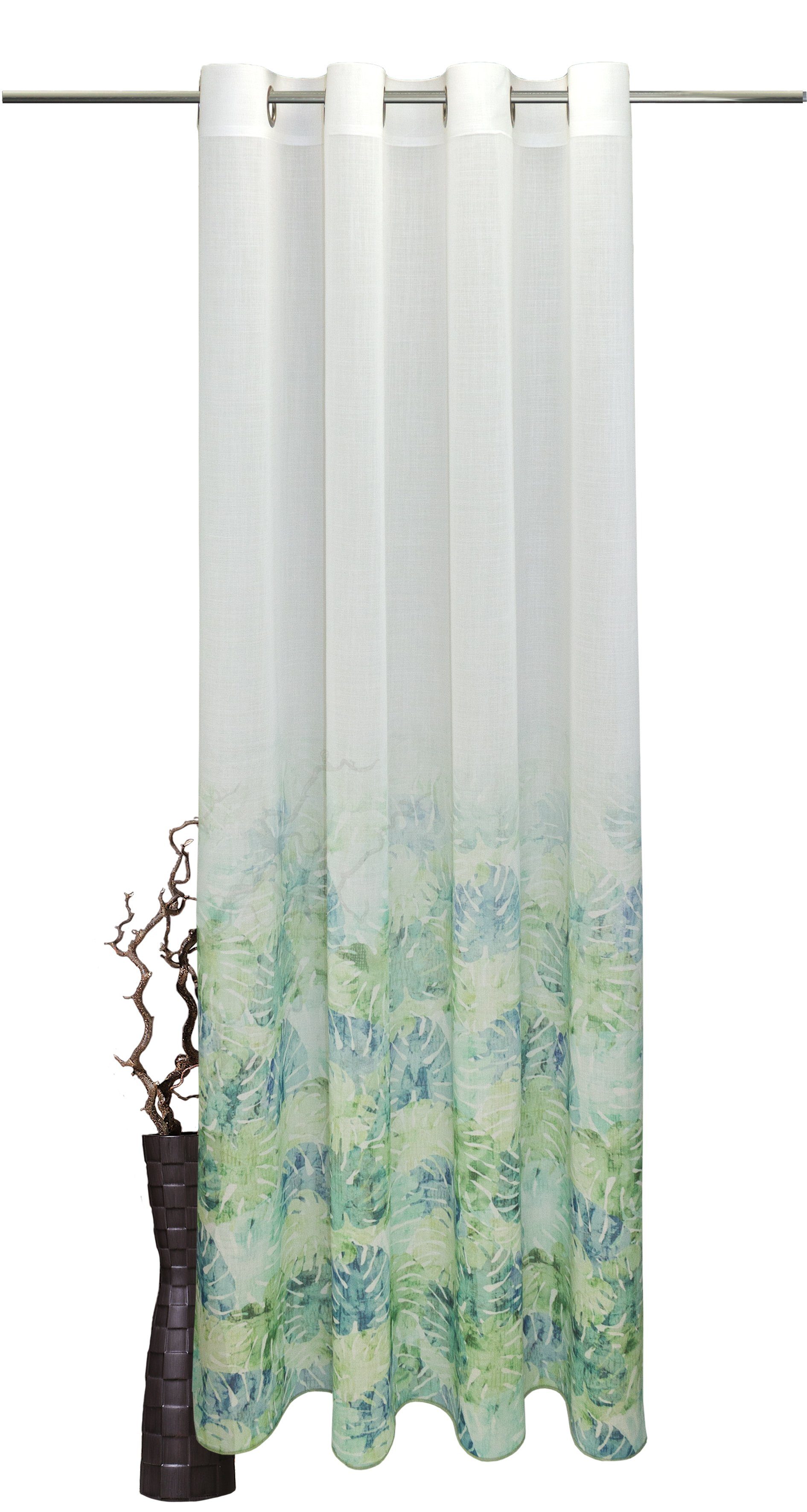Vorhang Zara, VHG, Ösen (1 St), halbtransparent, Digitaldruck, Farbverlauf, Aquarell grün | Fertiggardinen