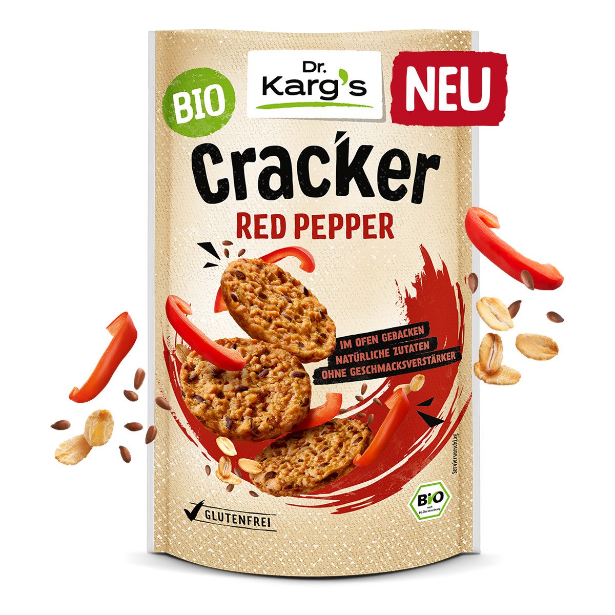 Dr. Kargs Brot, Dr. Kargs Bio Red Pepper Cracker mit der Schärfe aus Paprika 85g