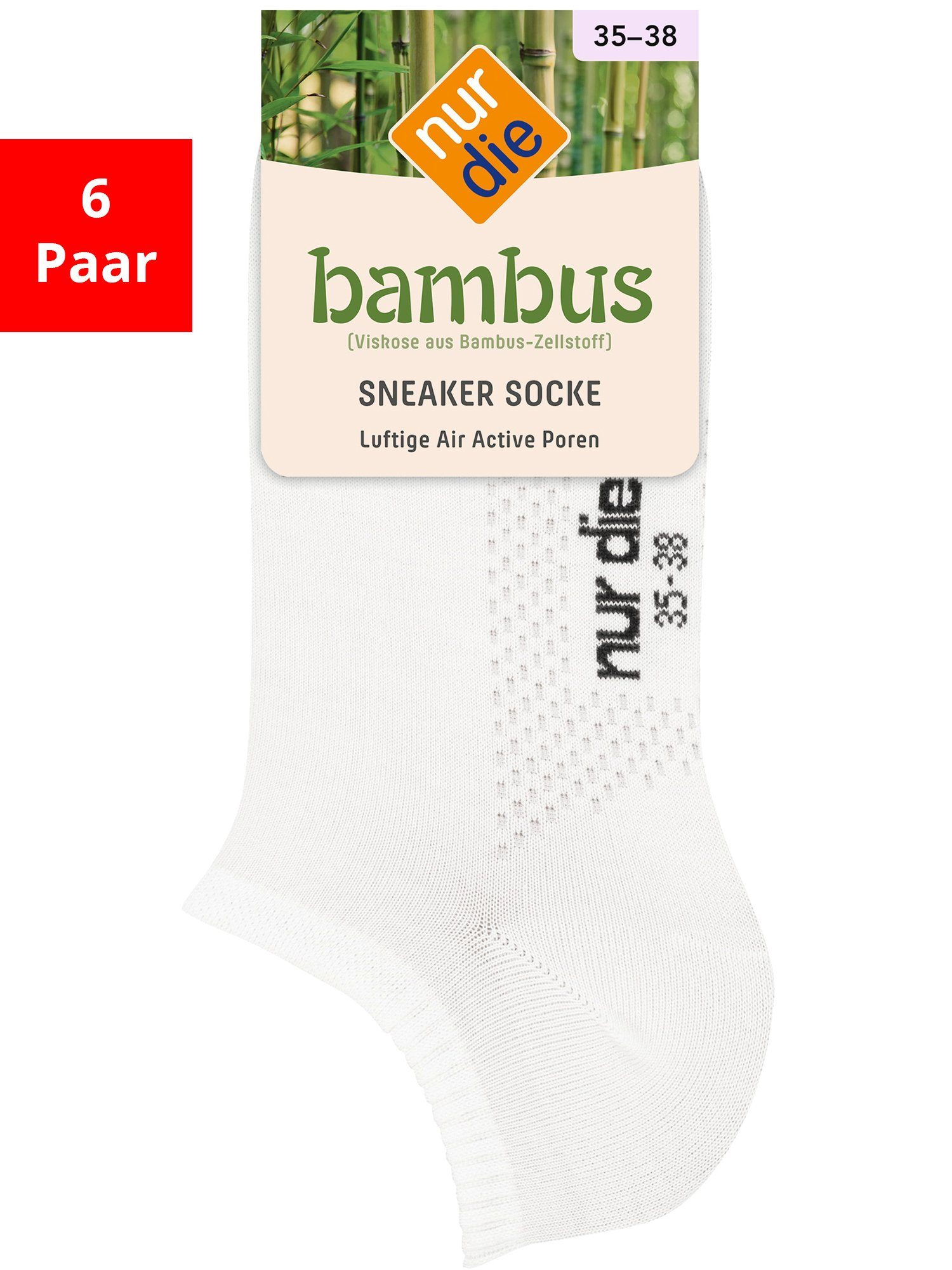Bambus Sneakersocken Nur Die (6-Paar) weiß