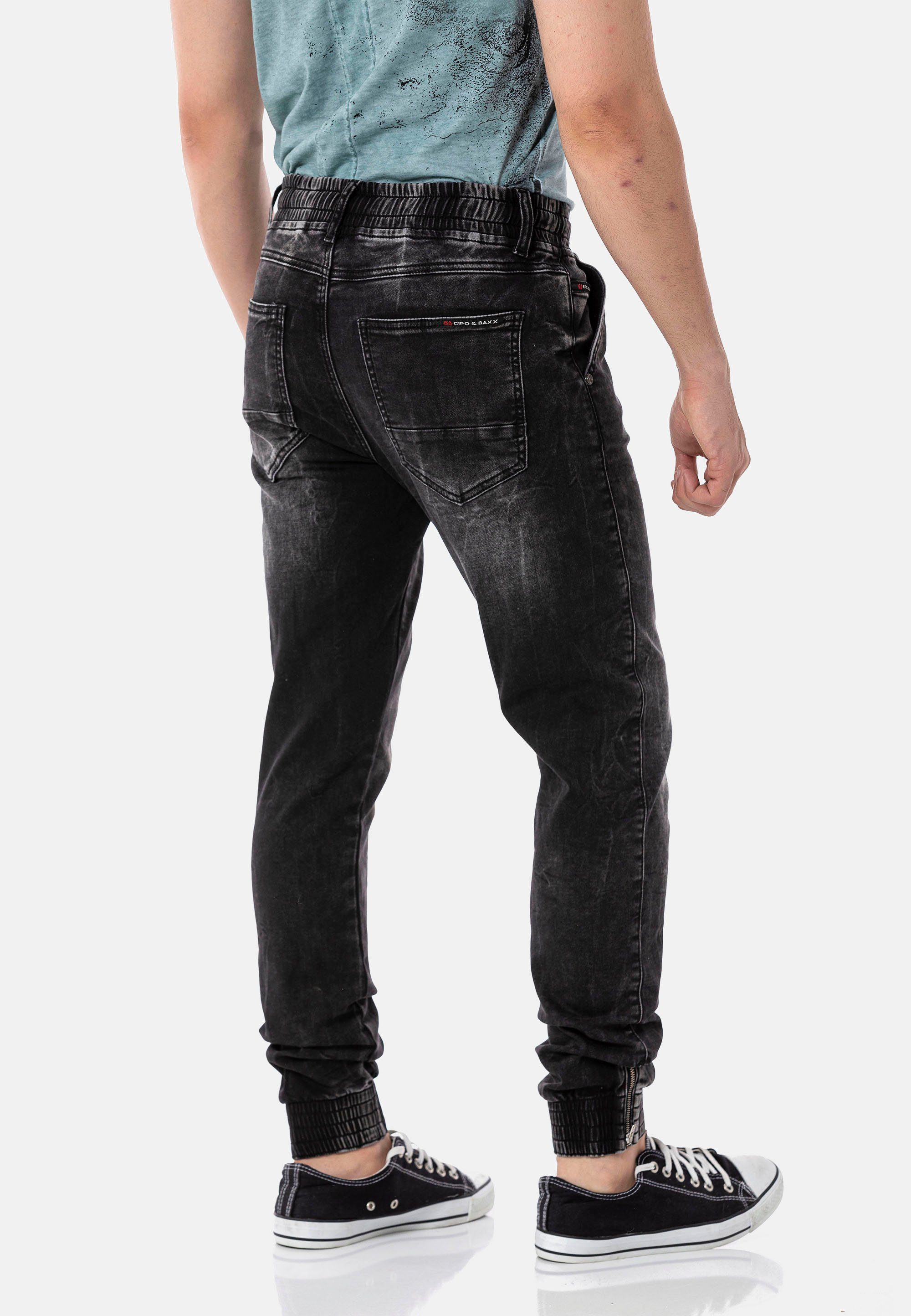 Cipo & Baxx Bequeme mit Dehnbund schwarz Jeans komfortablem