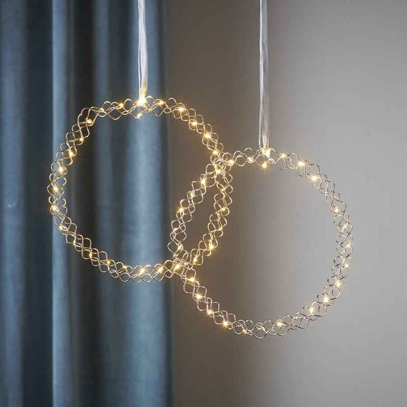 STAR TRADING Dekokranz LED Lichtkranz Fenster Türschmuck Wandkranz 30LED gold D: 30cm Innen