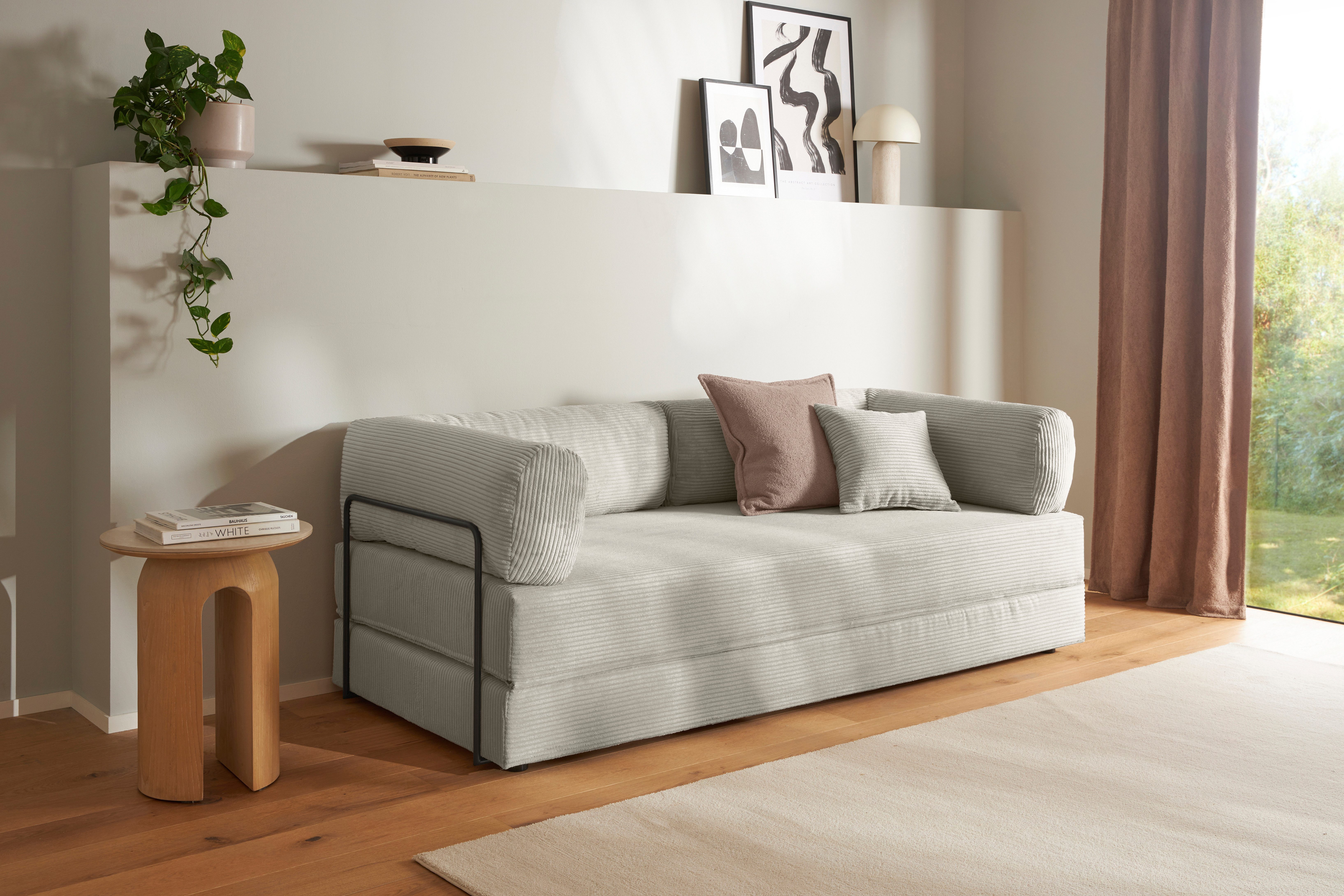 homsy by Ana Johnson Schlafsofa Folda Dauerschläfer, B: 206 cm, Liegefl. 181x198 cm, mit Bett-/Schlaffunktion, inkl. 1x Zierkissen, Tonnentaschenfederkern