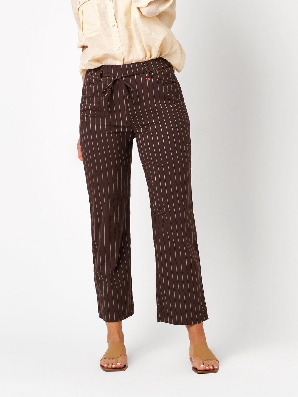 Relaxed by TONI Palazzohose Scarlet 3/4 mit feinen Streifen