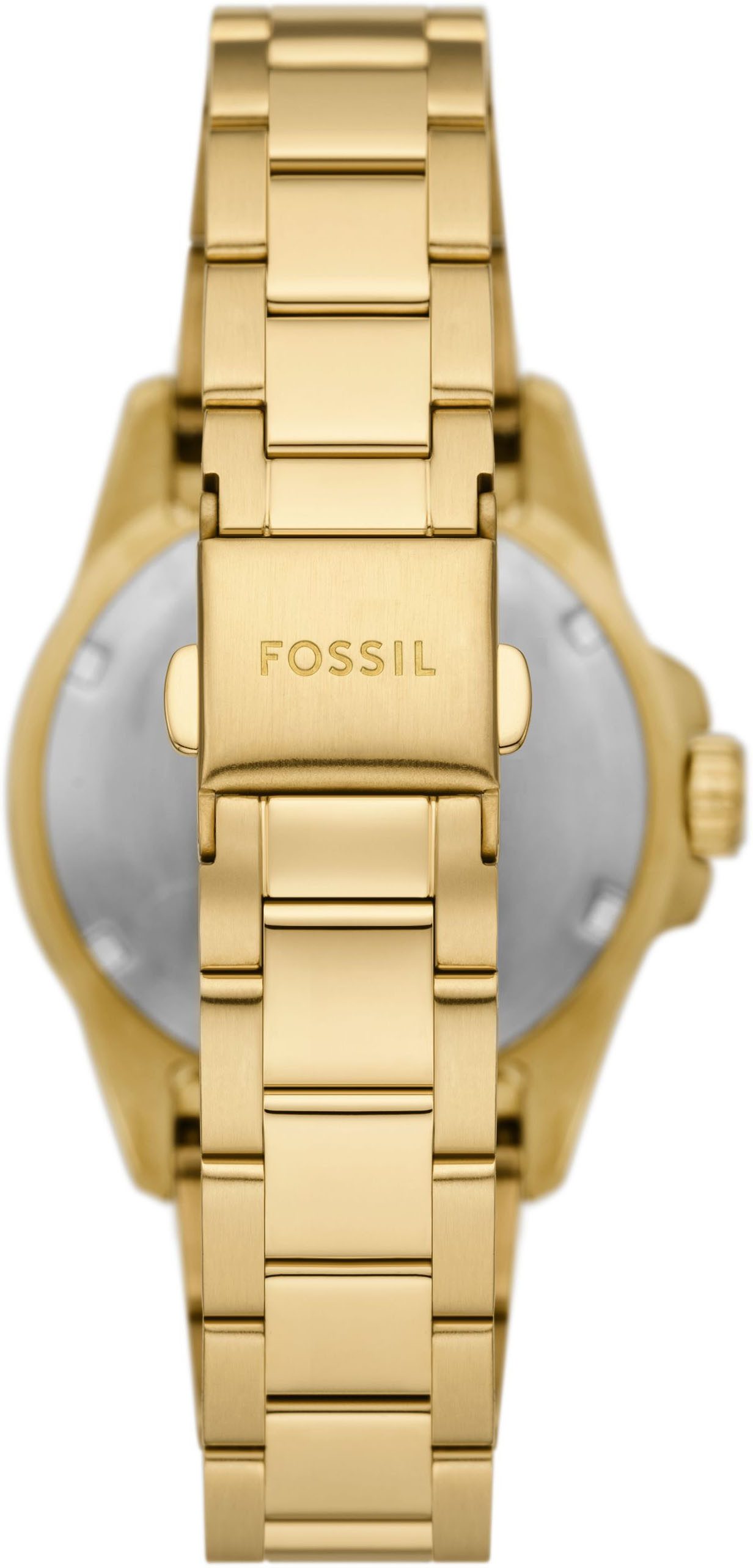 Fossil Quarzuhr FOSSIL BLUE DIVE LADIES ES5350, Armbanduhr, Damenuhr, Edelstahlarmband, bis 10 bar wasserdicht