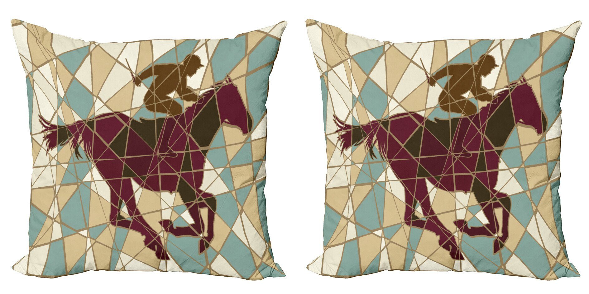 Kissenbezüge Modern Accent Doppelseitiger (2 Abakuhaus Jockey Digitaldruck, Silhouette Stück), Stabile Mosaik