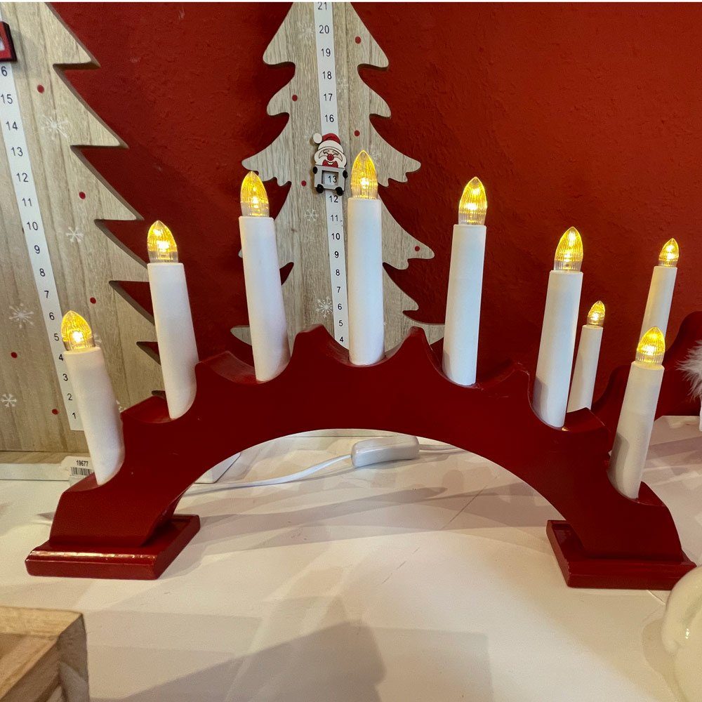 RIFFELMACHER & WEINBERGER Christbaumschmuck LED Schwibbogen Lichterbogen Rund 7 Kerzen 40x5x24