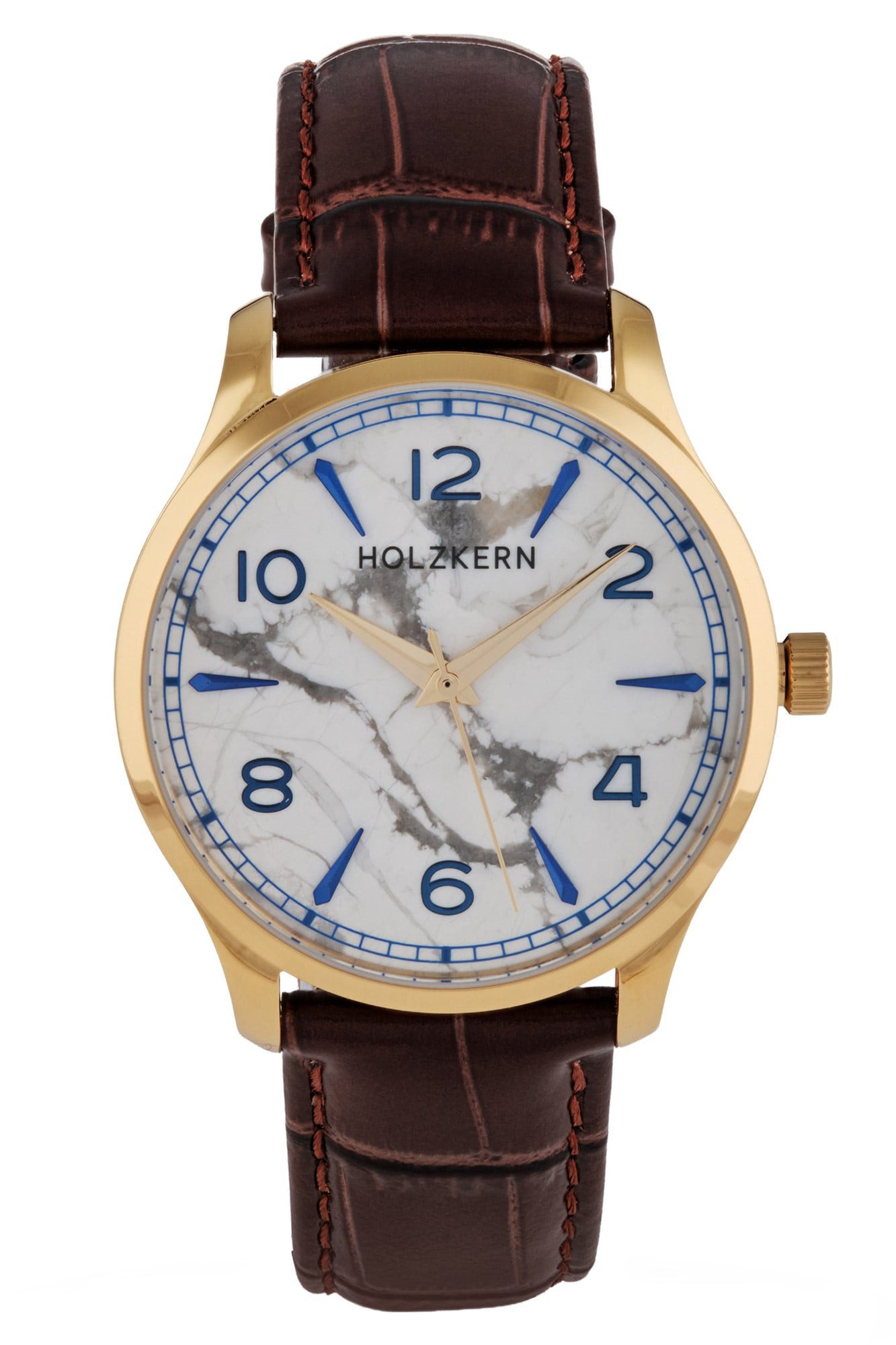 Holzkern Quarzuhr Herrenuhr Primetime Howlith/Goldfarben